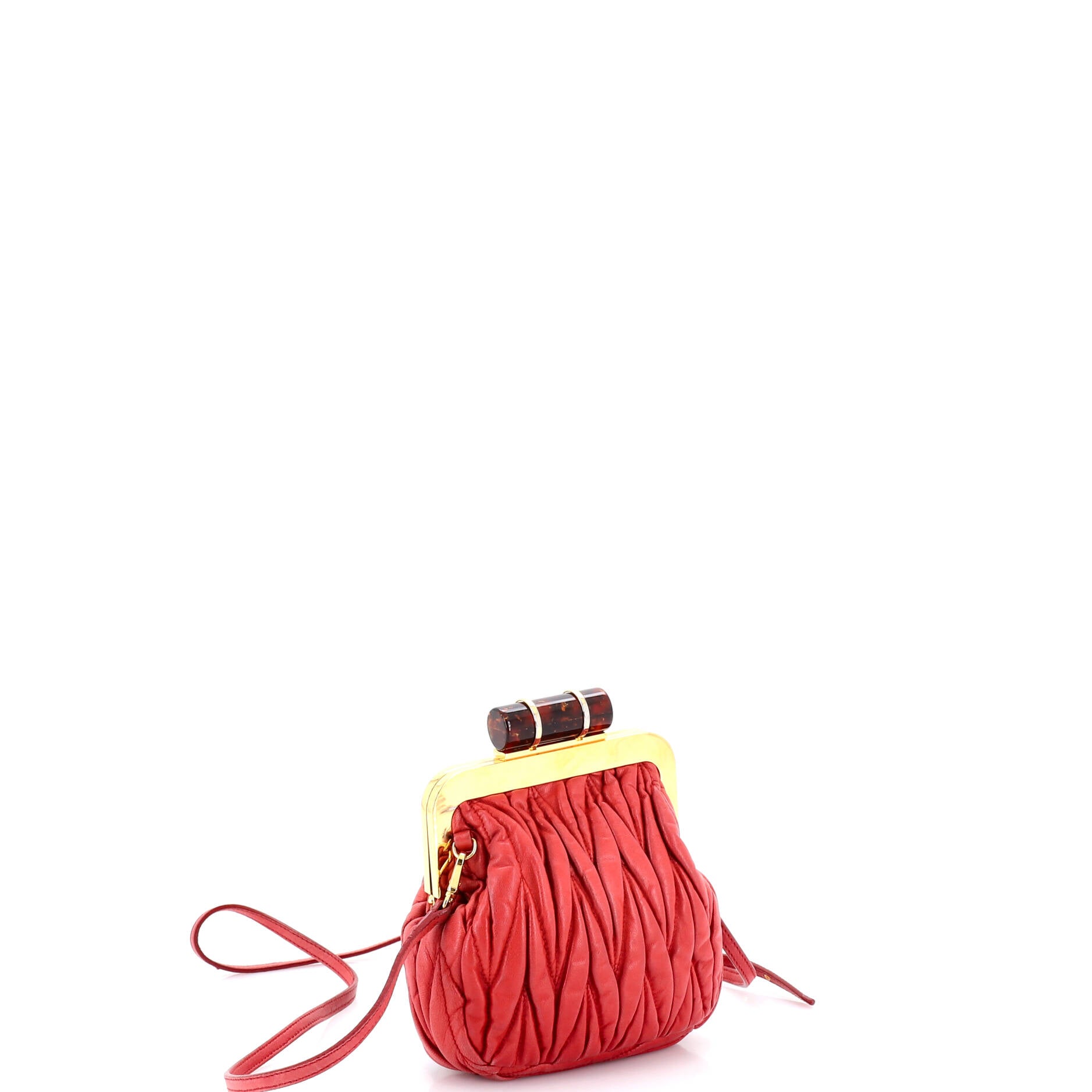 Kisslock Frame Clutch with Chain Matelasse Leather Mini