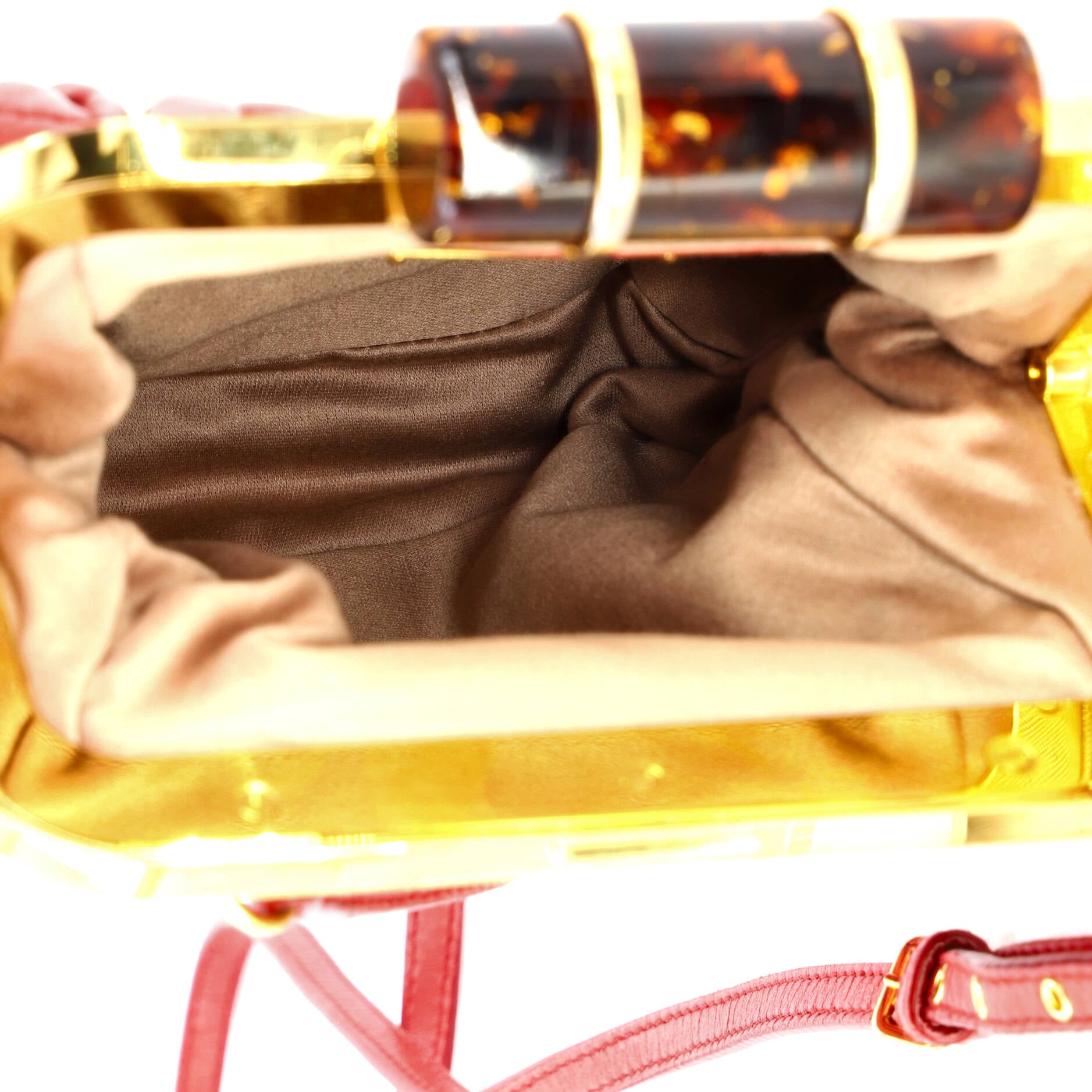 Kisslock Frame Clutch with Chain Matelasse Leather Mini