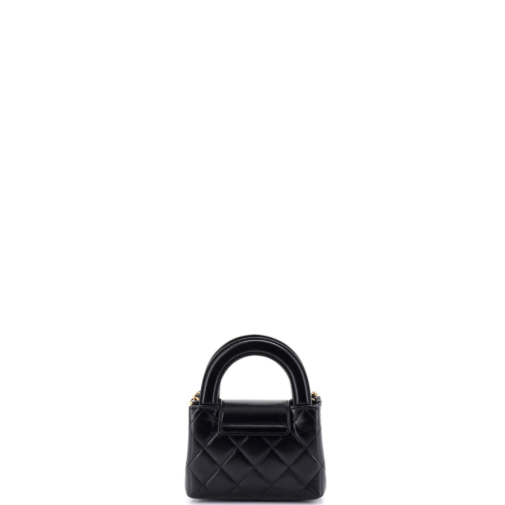 Kelly Top Handle Shopping Bag Quilted Shiny Aged Calfskin Nano