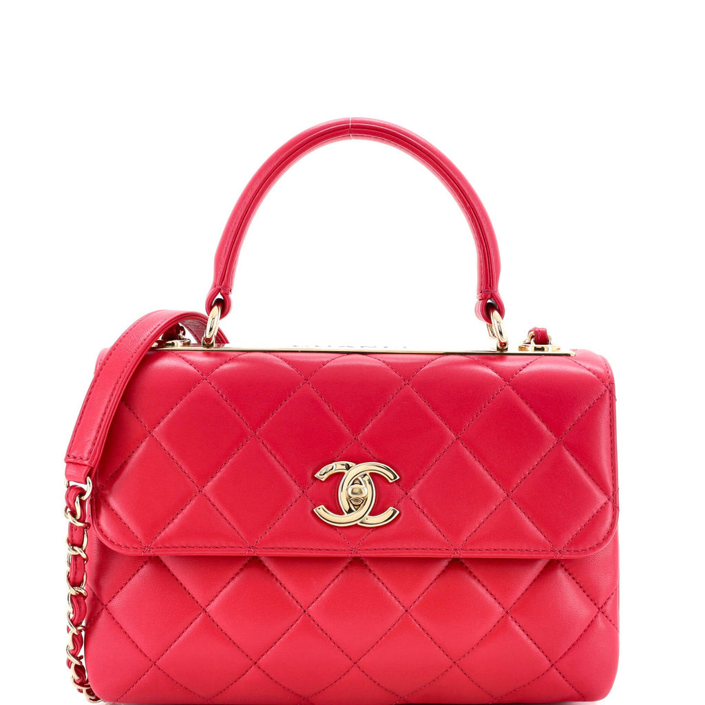 Trendy CC Top Handle Bag Quilted Lambskin Small