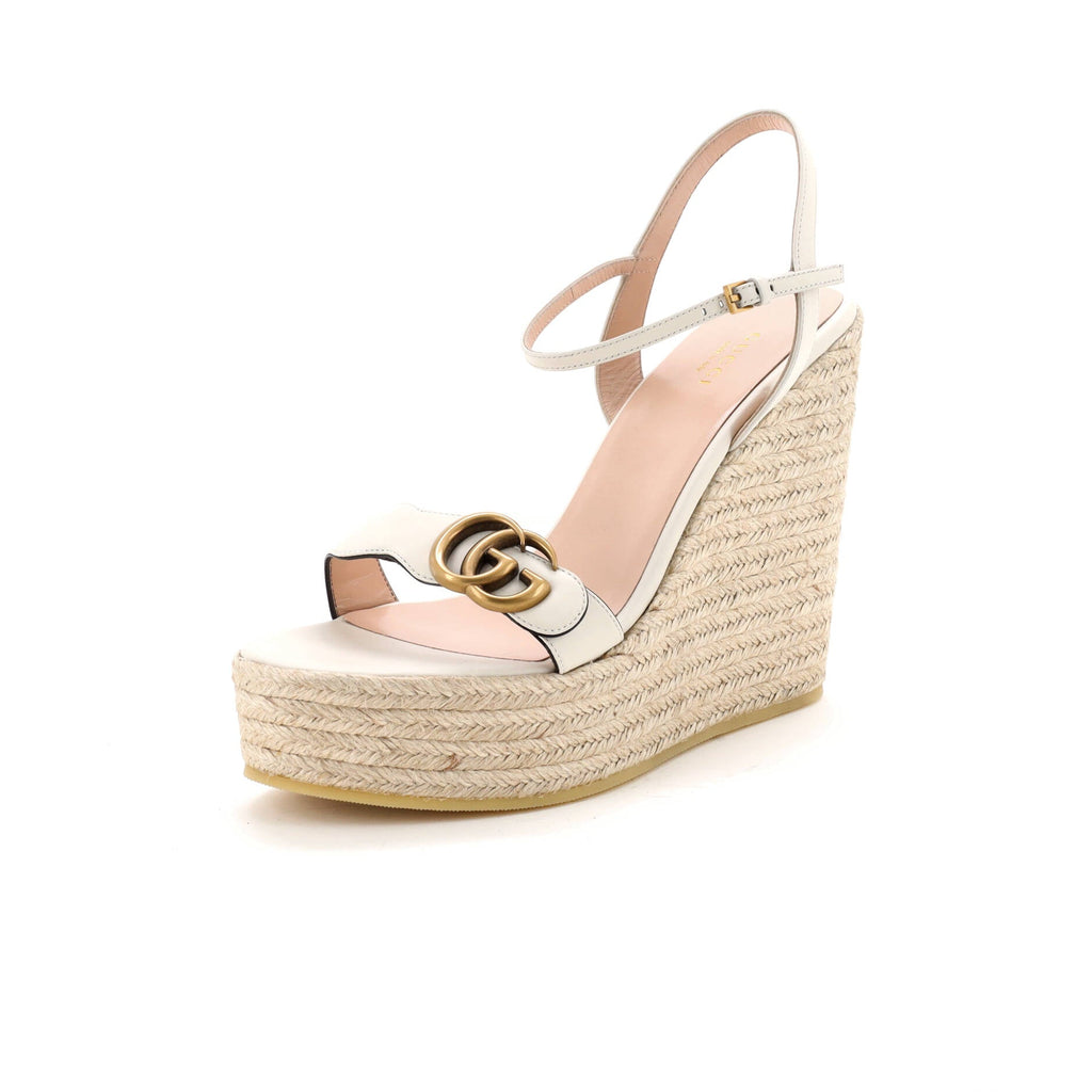 Women's GG Marmont Wedge Espadrille Sandals Leather