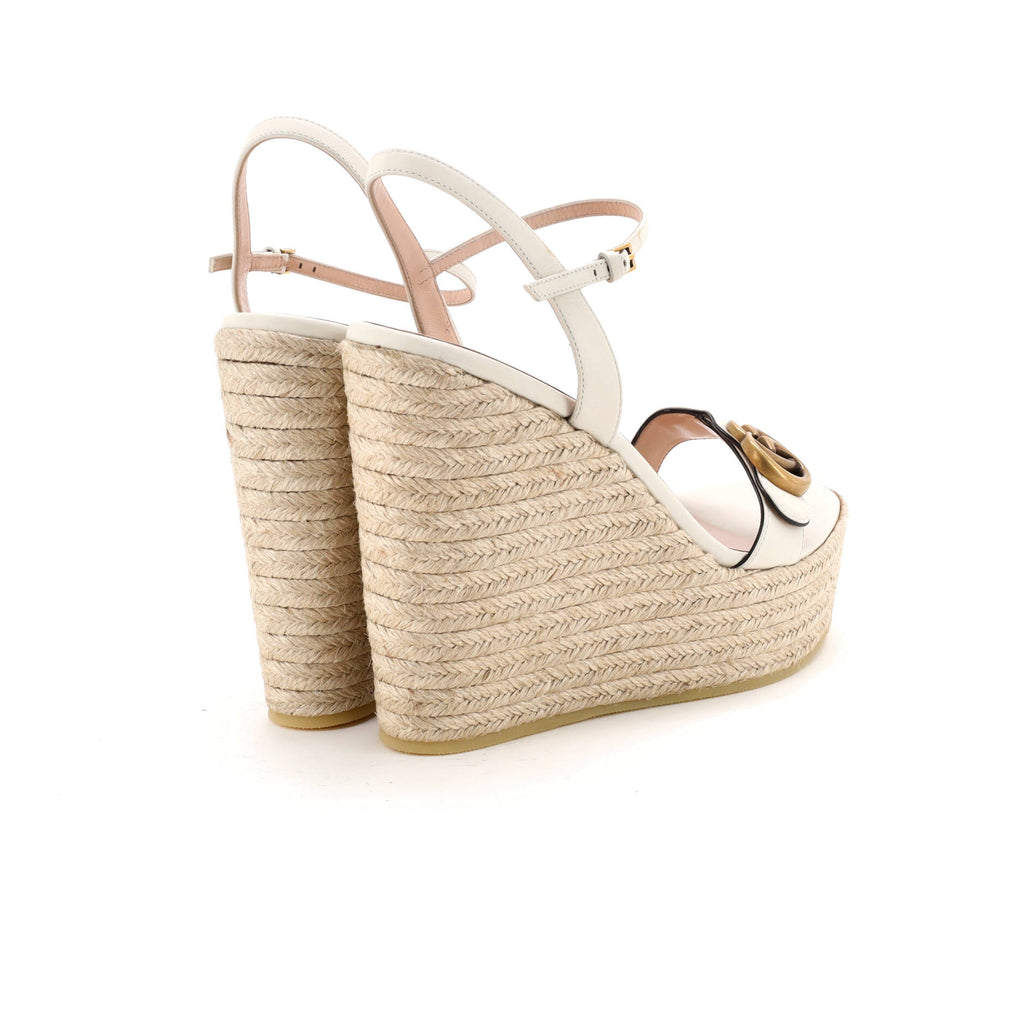 Women's GG Marmont Wedge Espadrille Sandals Leather