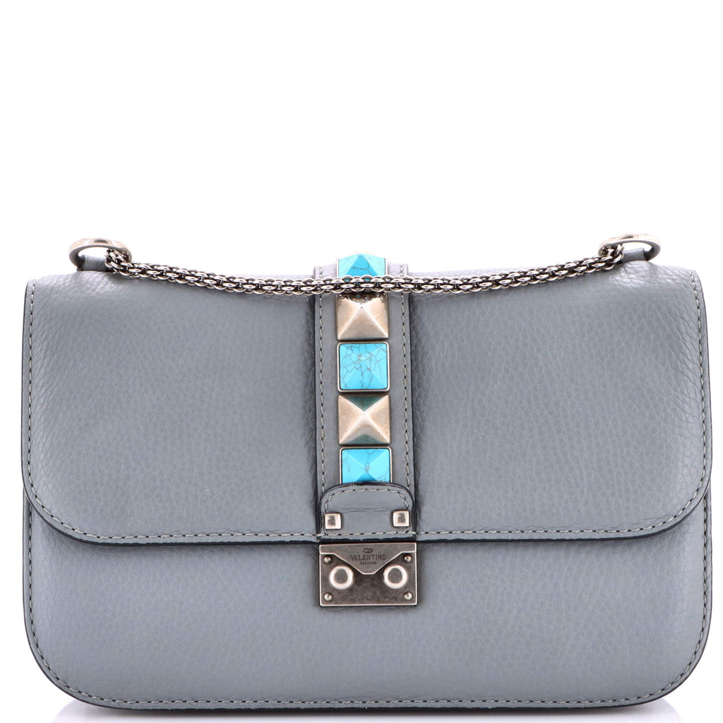 Rolling Rockstud Glam Lock Shoulder Bag Leather Medium