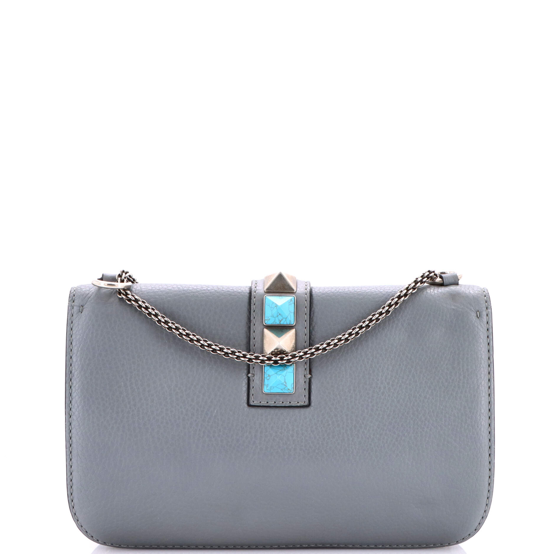 Rolling Rockstud Glam Lock Shoulder Bag Leather Medium