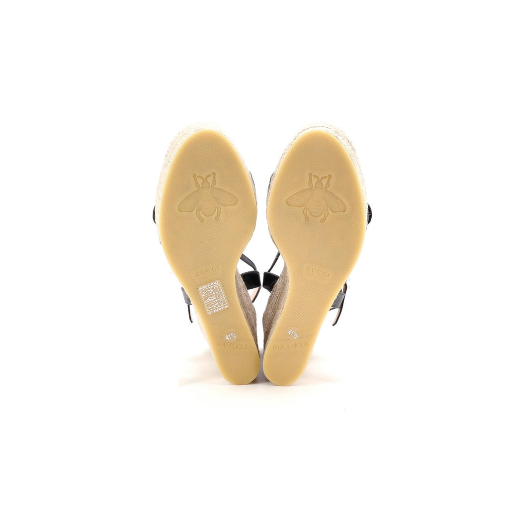 Women's GG Marmont Wedge Espadrille Sandals Leather