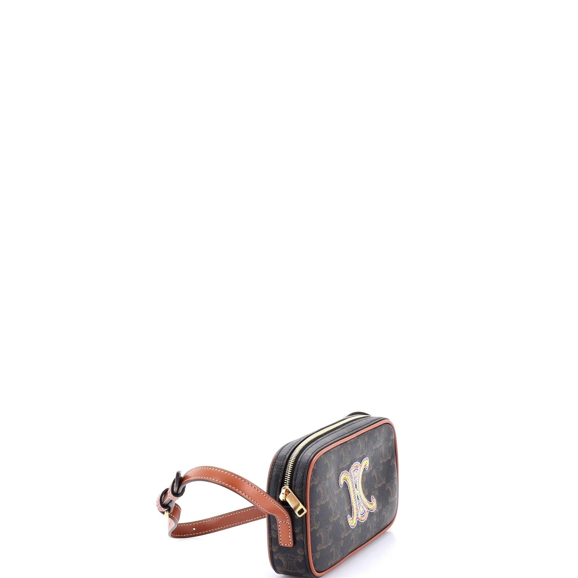 Cuir Triomphe Camera Shoulder Bag Triomphe Coated Canvas with Leather Small