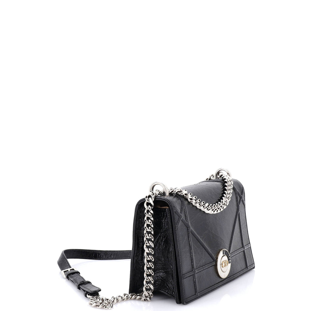 Diorama Clasp Flap Bag Crinkled Lambskin Medium