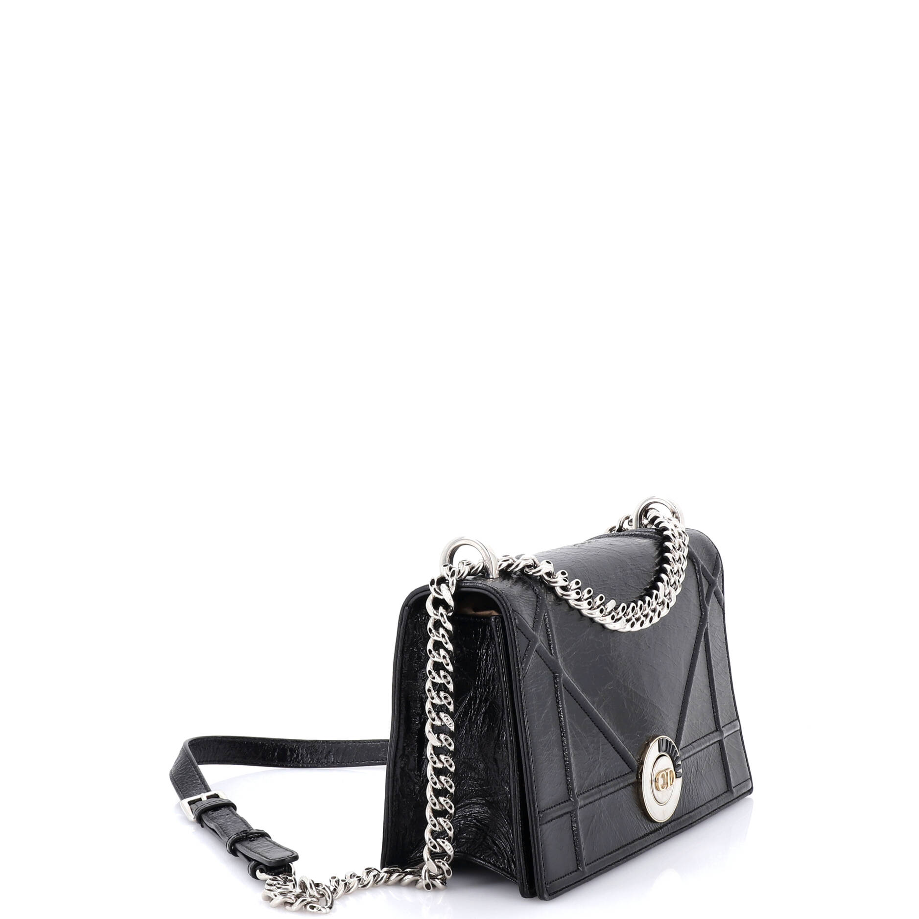 Diorama Clasp Flap Bag Crinkled Lambskin Medium