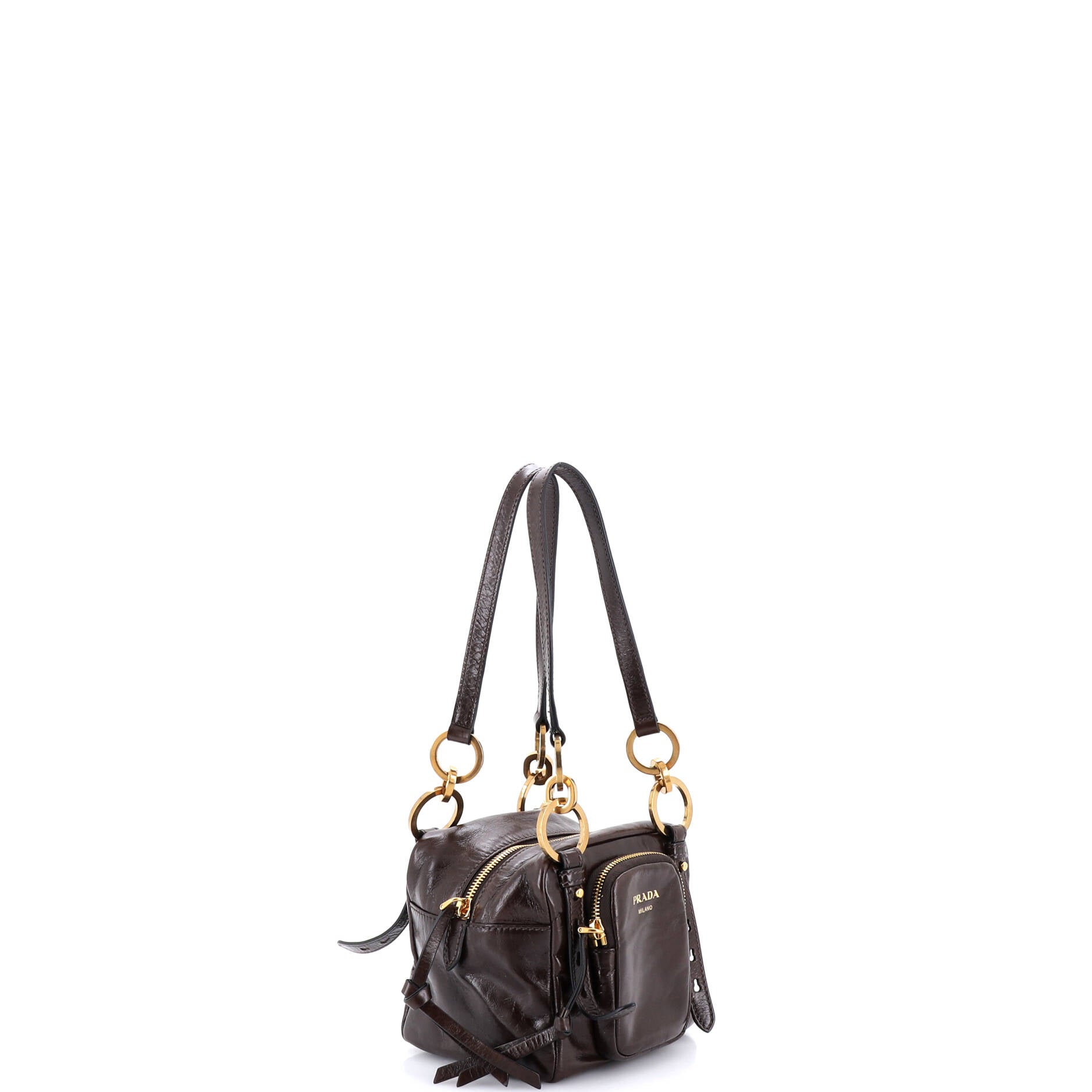 Dangle Top Handle Bag Leather Mini