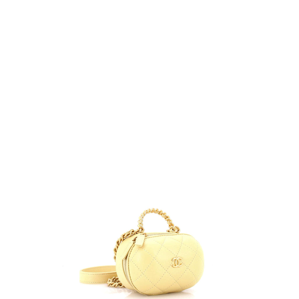 CC Bubble Top Handle Vanity Case with Chain Quilted Lambskin Mini