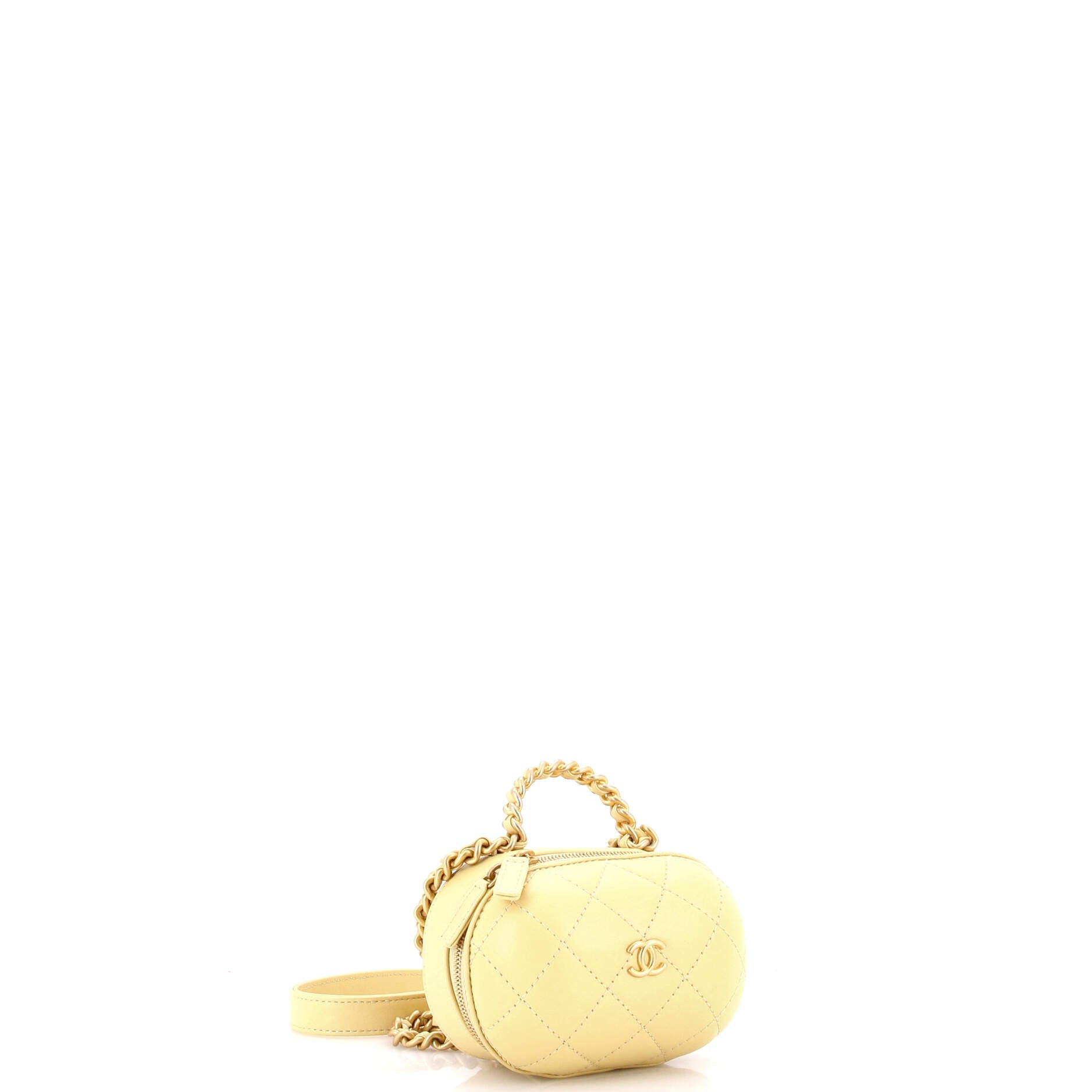 CC Bubble Top Handle Vanity Case with Chain Quilted Lambskin Mini