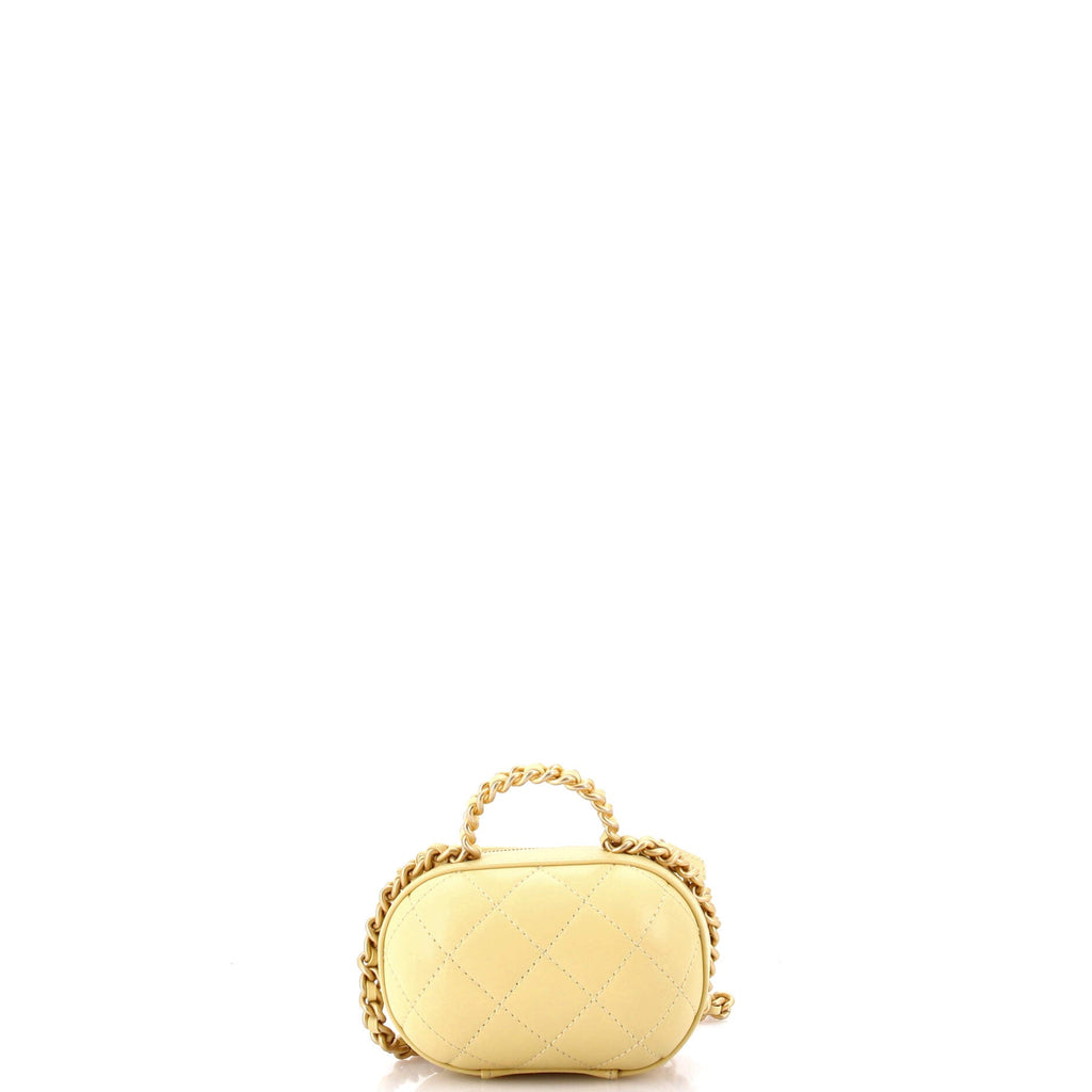 CC Bubble Top Handle Vanity Case with Chain Quilted Lambskin Mini