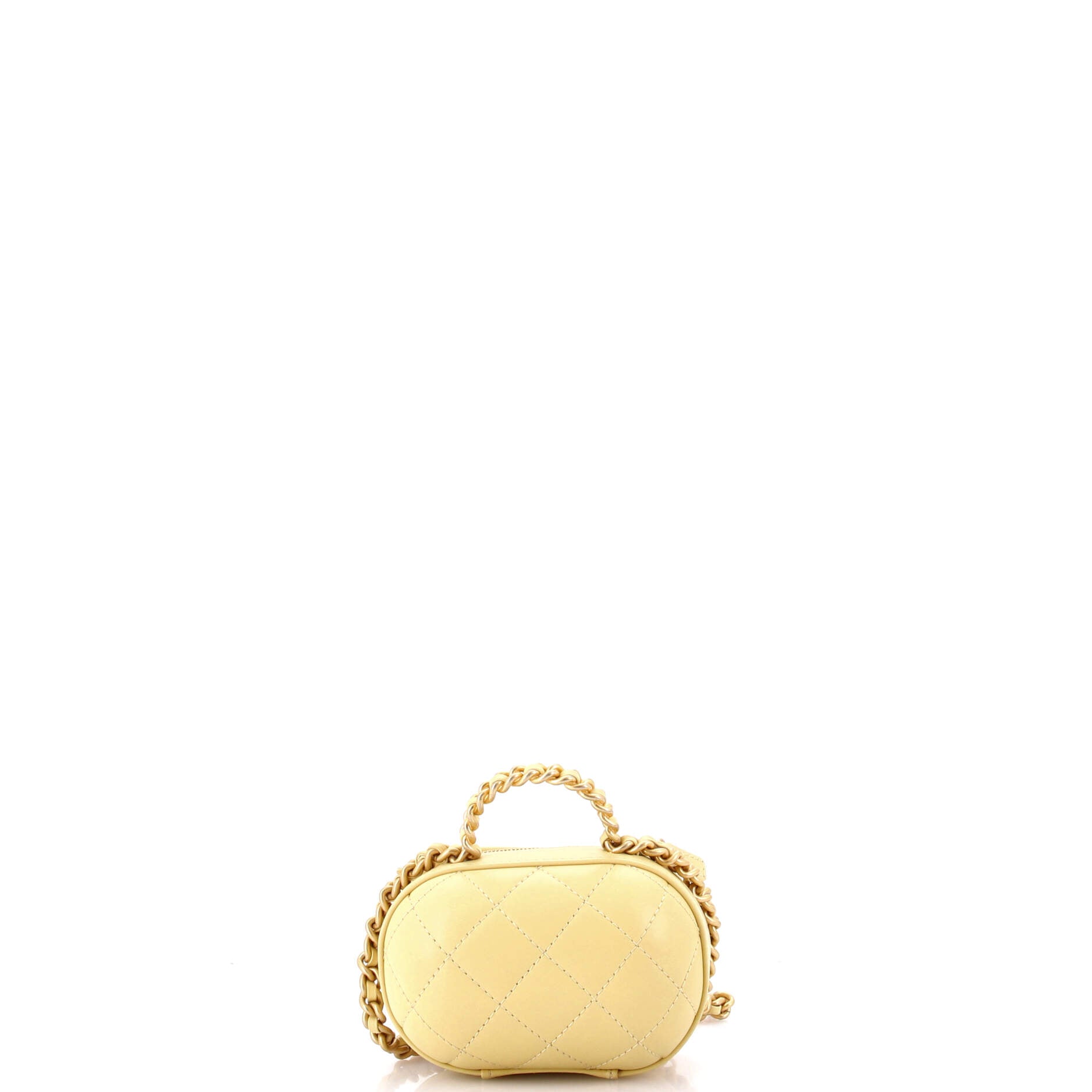 CC Bubble Top Handle Vanity Case with Chain Quilted Lambskin Mini