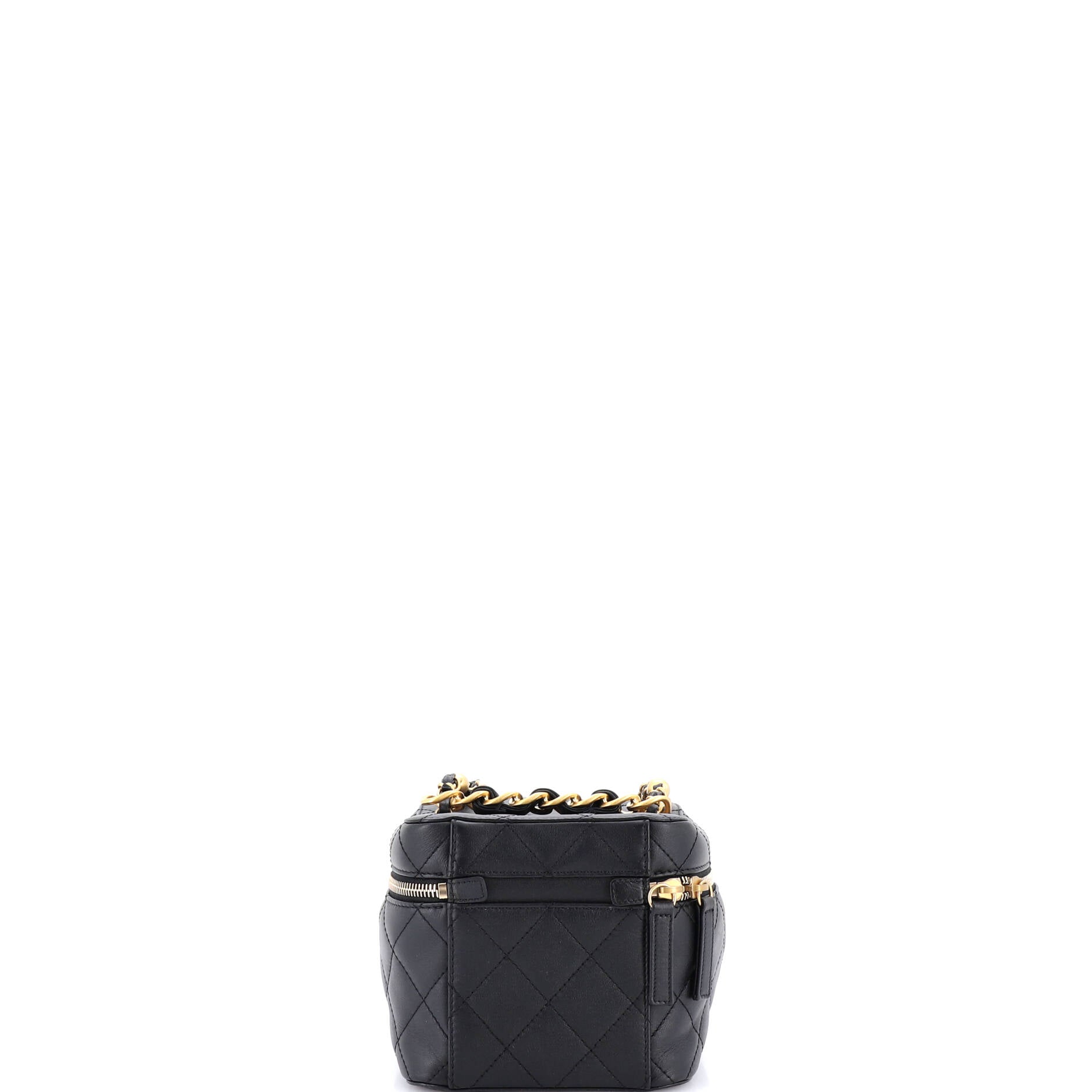 Chain Bar Vanity Case with Chain Quilted Calfskin Small