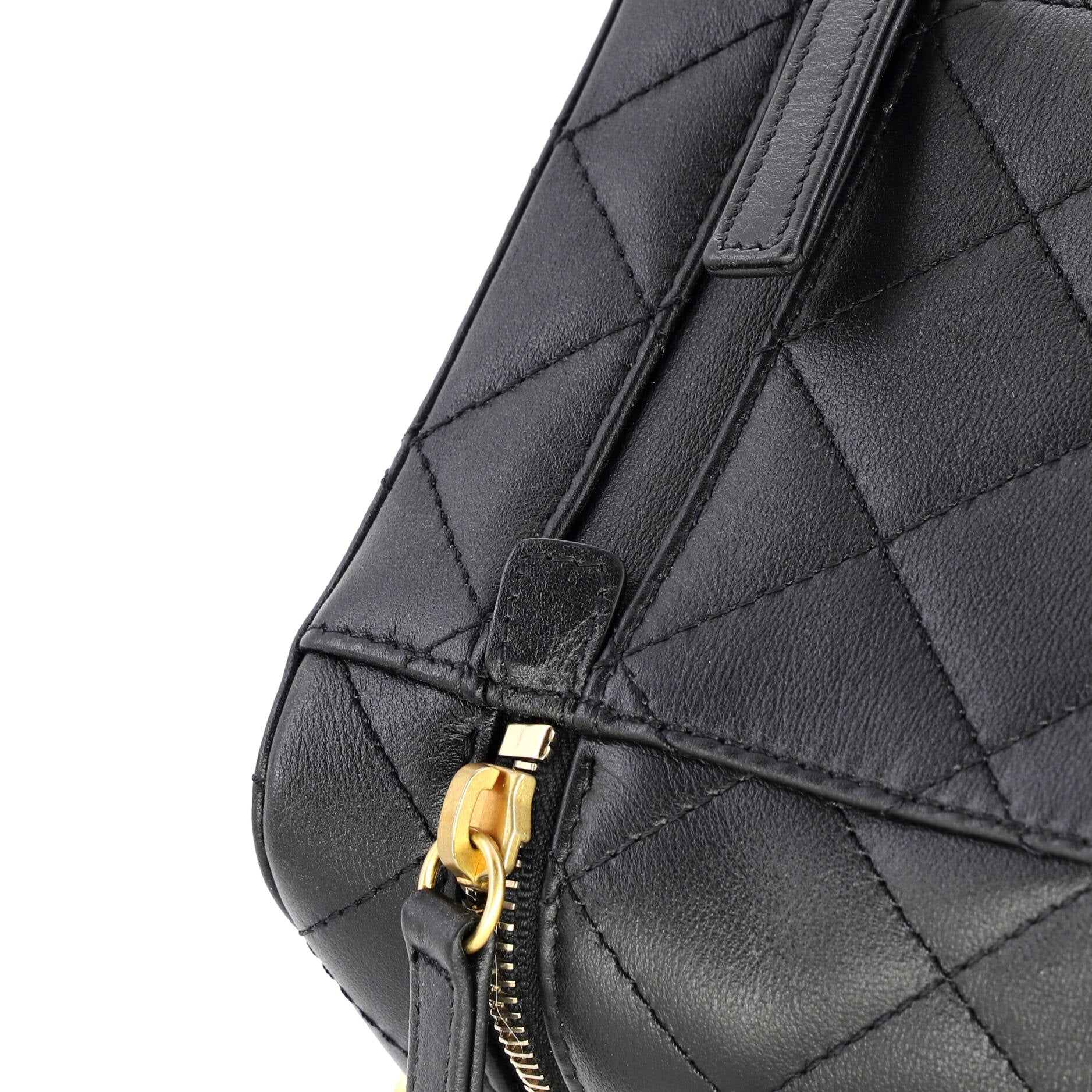 Chain Bar Vanity Case with Chain Quilted Calfskin Small