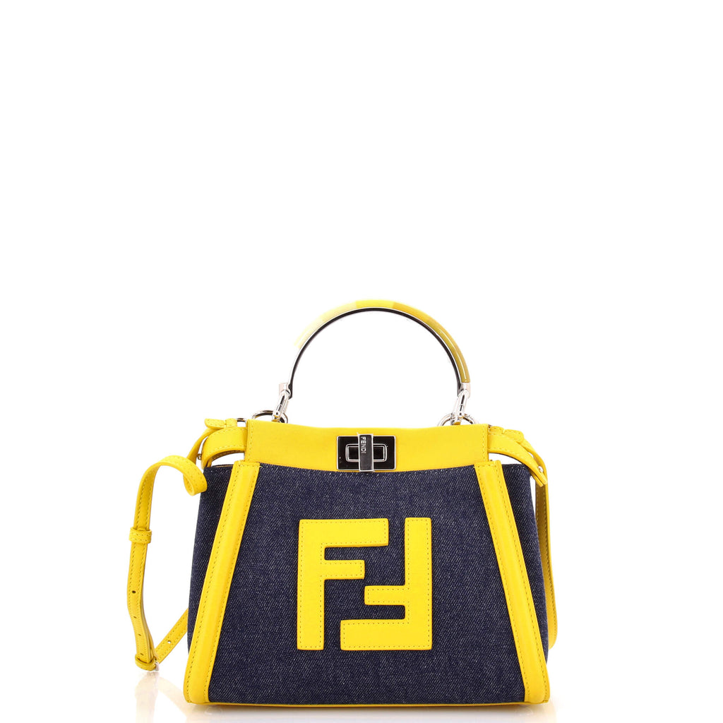 Peekaboo Bag Denim with FF Leather Applique Mini