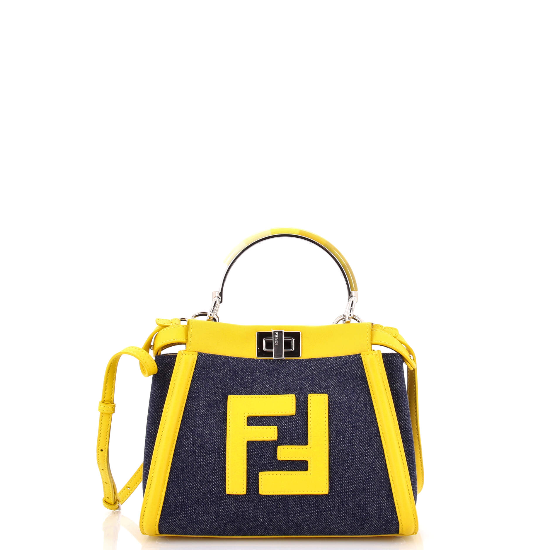 Peekaboo Bag Denim with FF Leather Applique Mini