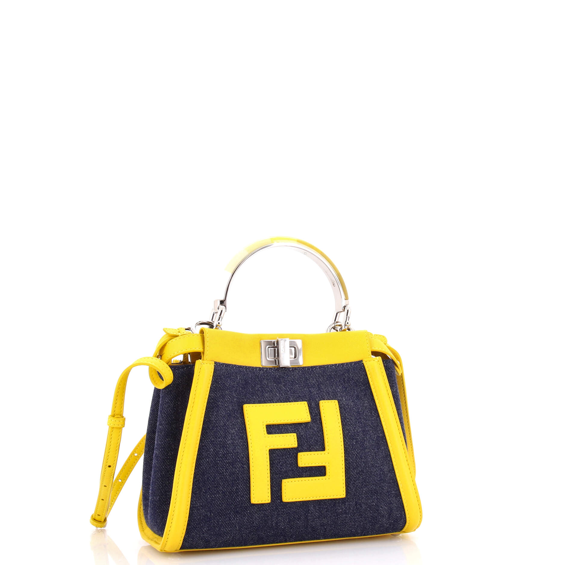 Peekaboo Bag Denim with FF Leather Applique Mini