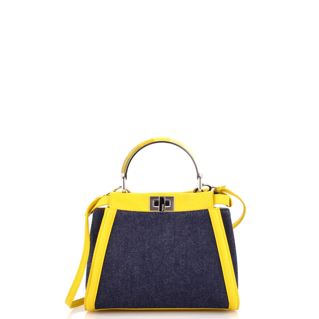 Peekaboo Bag Denim with FF Leather Applique Mini