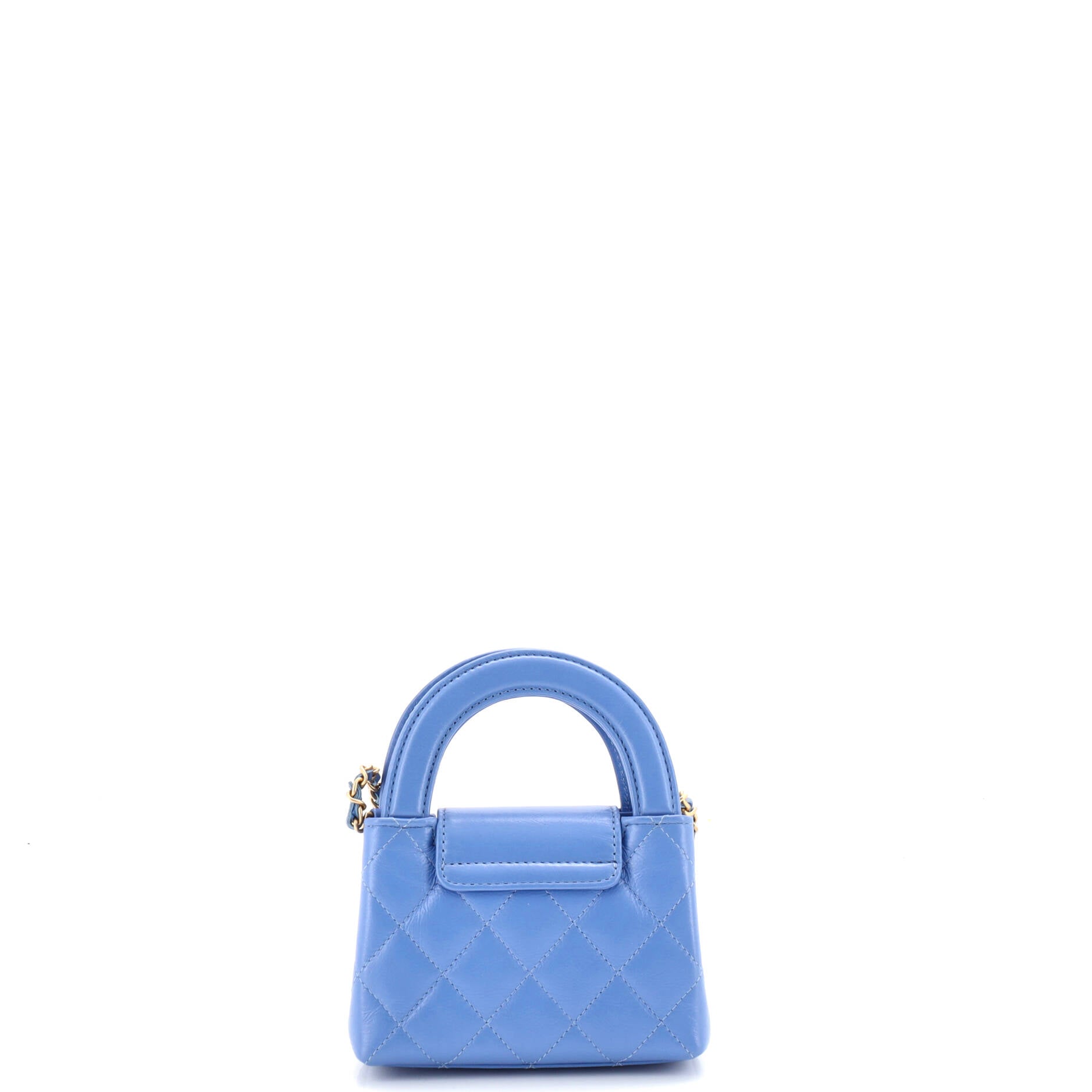 Kelly Top Handle Shopping Bag Quilted Shiny Aged Calfskin Nano