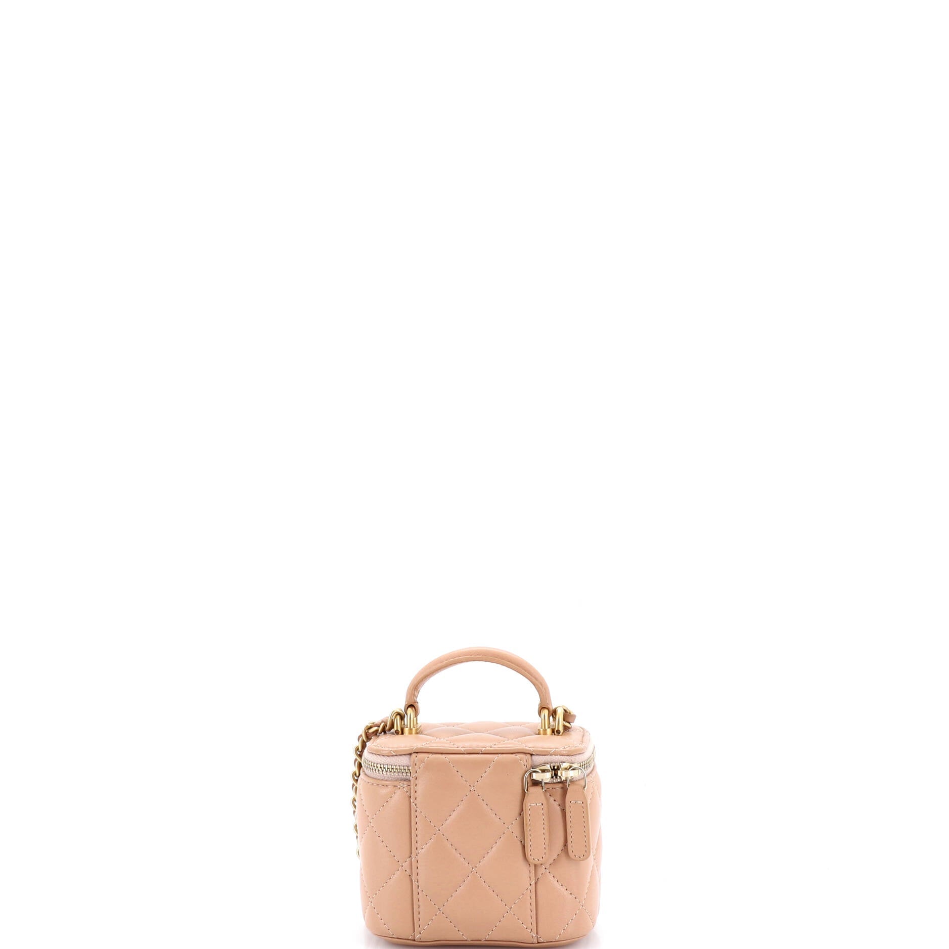 Classic Top Handle Vanity Case with Chain Quilted Lambskin Mini