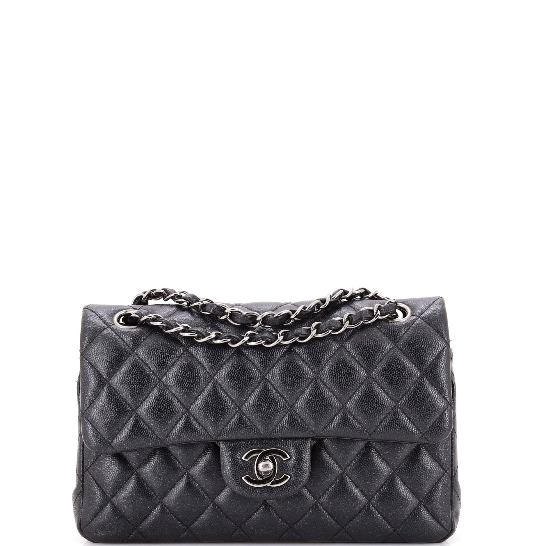 Classic Double Flap Bag Quilted Iridescent Caviar Small