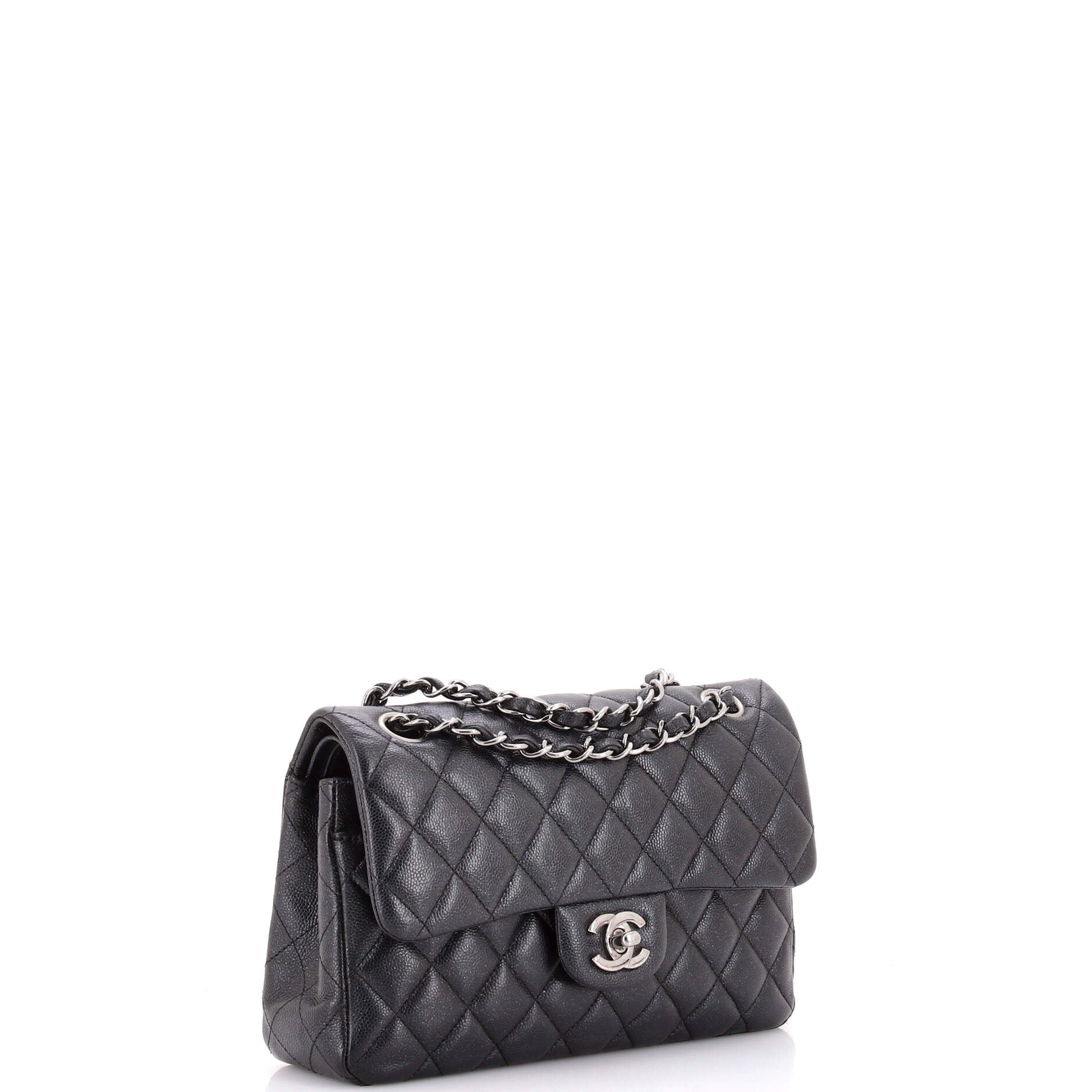 Classic Double Flap Bag Quilted Iridescent Caviar Small