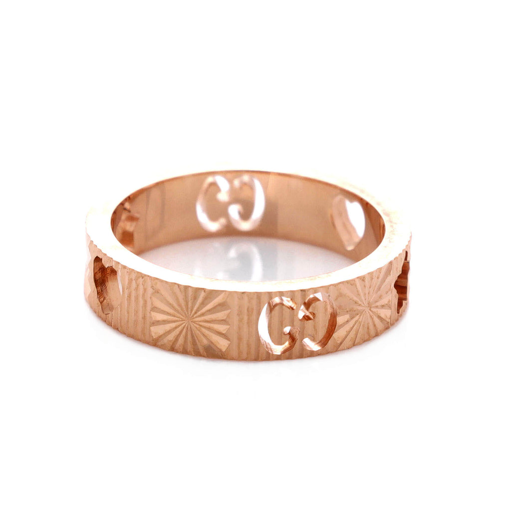 Textured Icon Heart Star Cut-Out Ring 18K Rose Gold