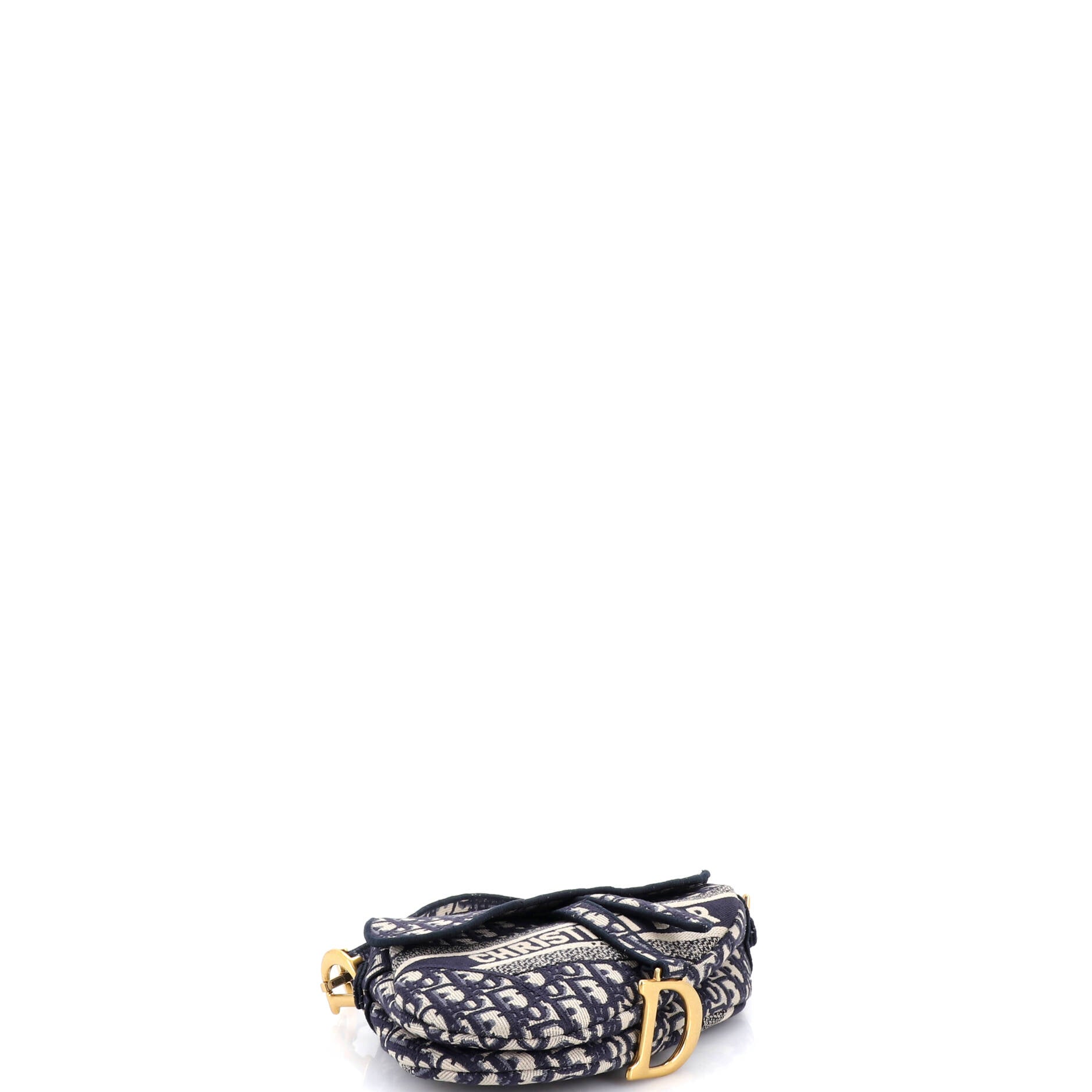 Saddle Handbag Logo Embroidered Oblique Canvas Medium