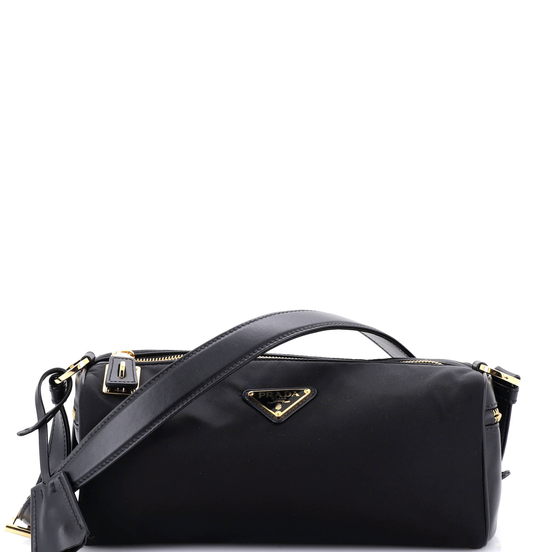 Padlock Bauletto Shoulder Bag Re-Nylon with Leather Medium