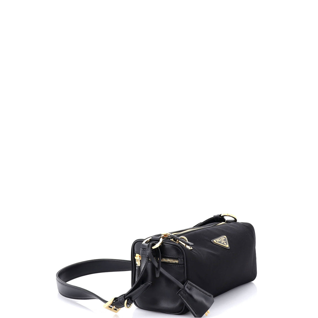 Padlock Bauletto Shoulder Bag Re-Nylon with Leather Medium
