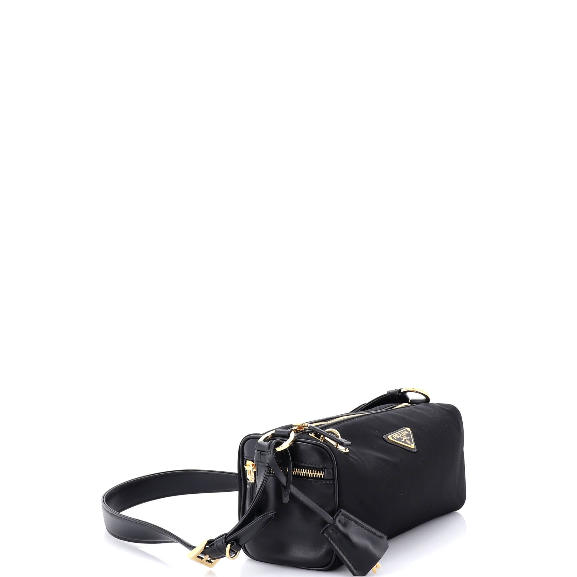 Padlock Bauletto Shoulder Bag Re-Nylon with Leather Medium