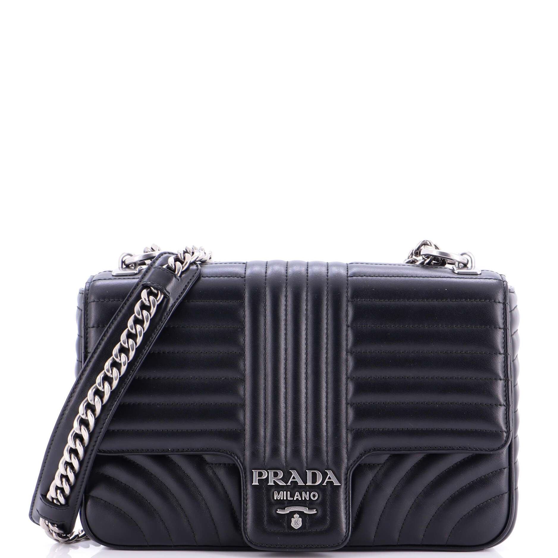 Chain Flap Shoulder Bag Diagramme Quilted Leather Large
