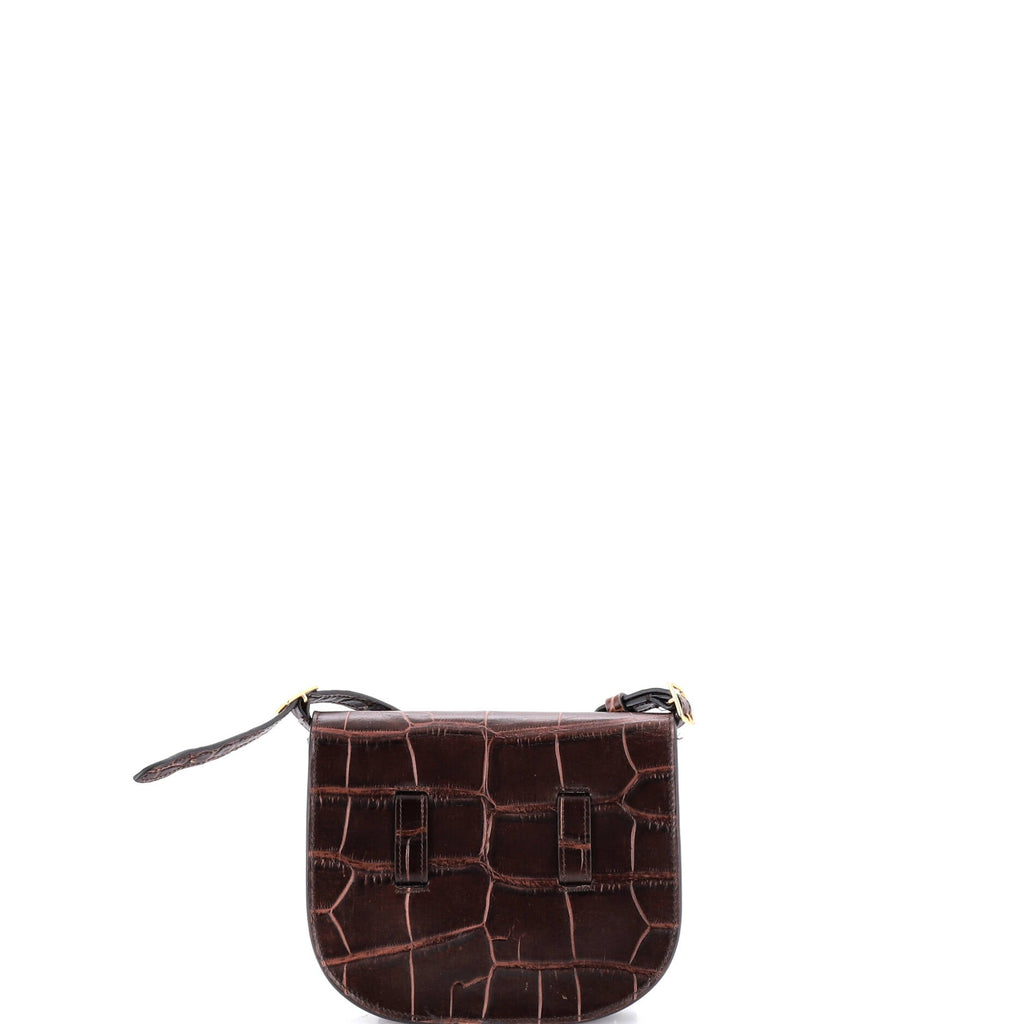 Symmetrical Shoulder Bag Crocodile Embossed Leather Mini