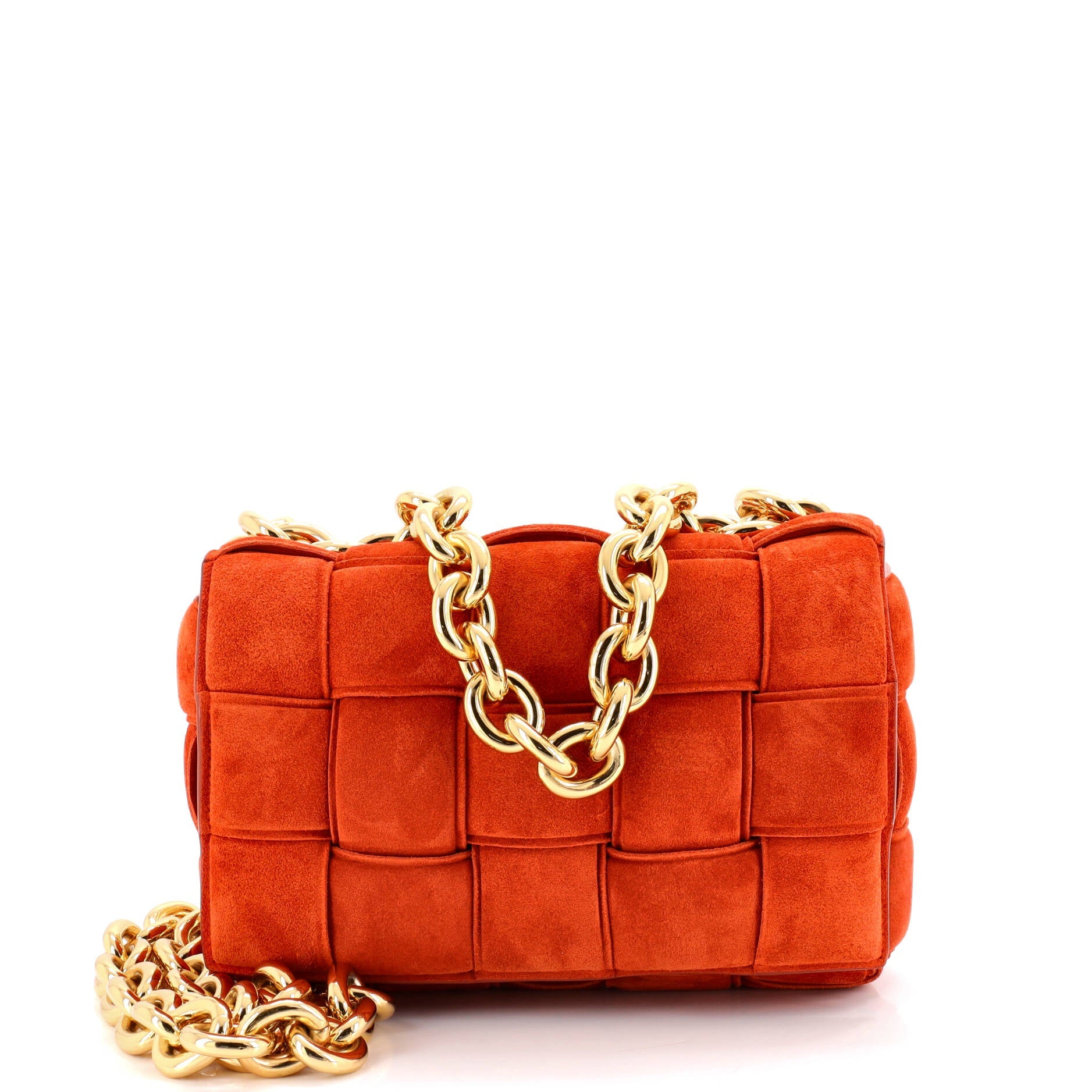 Cassette Chain Crossbody Bag Padded Maxi Intrecciato Suede