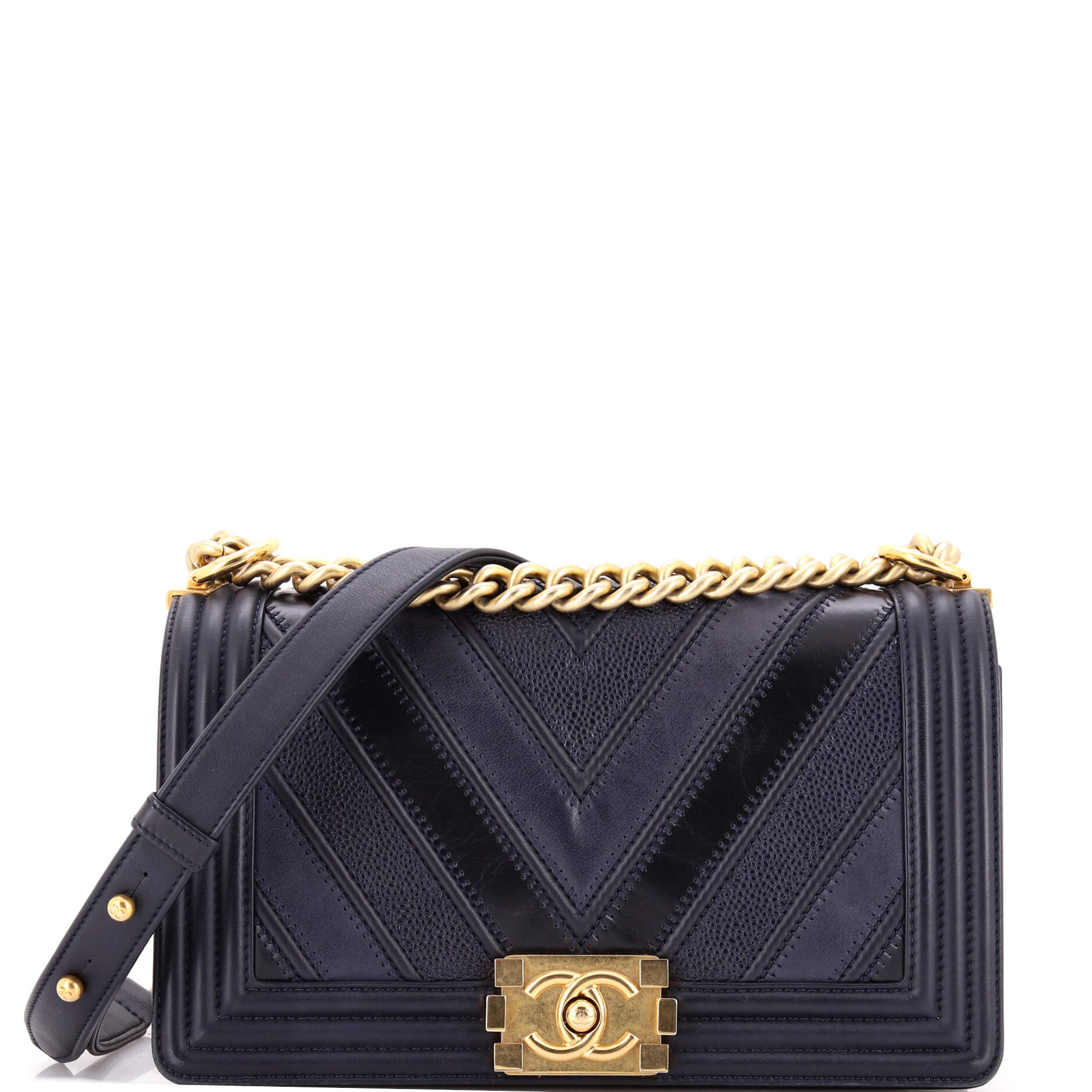 Boy Flap Bag Chevron Caviar and Calfskin Old Medium