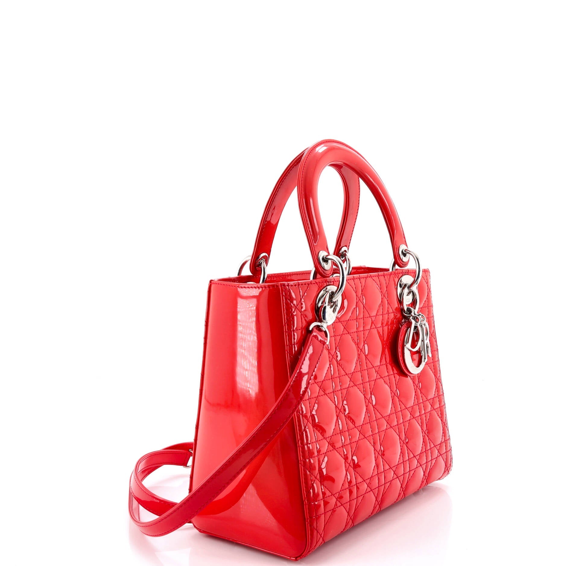 Lady Dior Bag Cannage Quilt Patent Medium