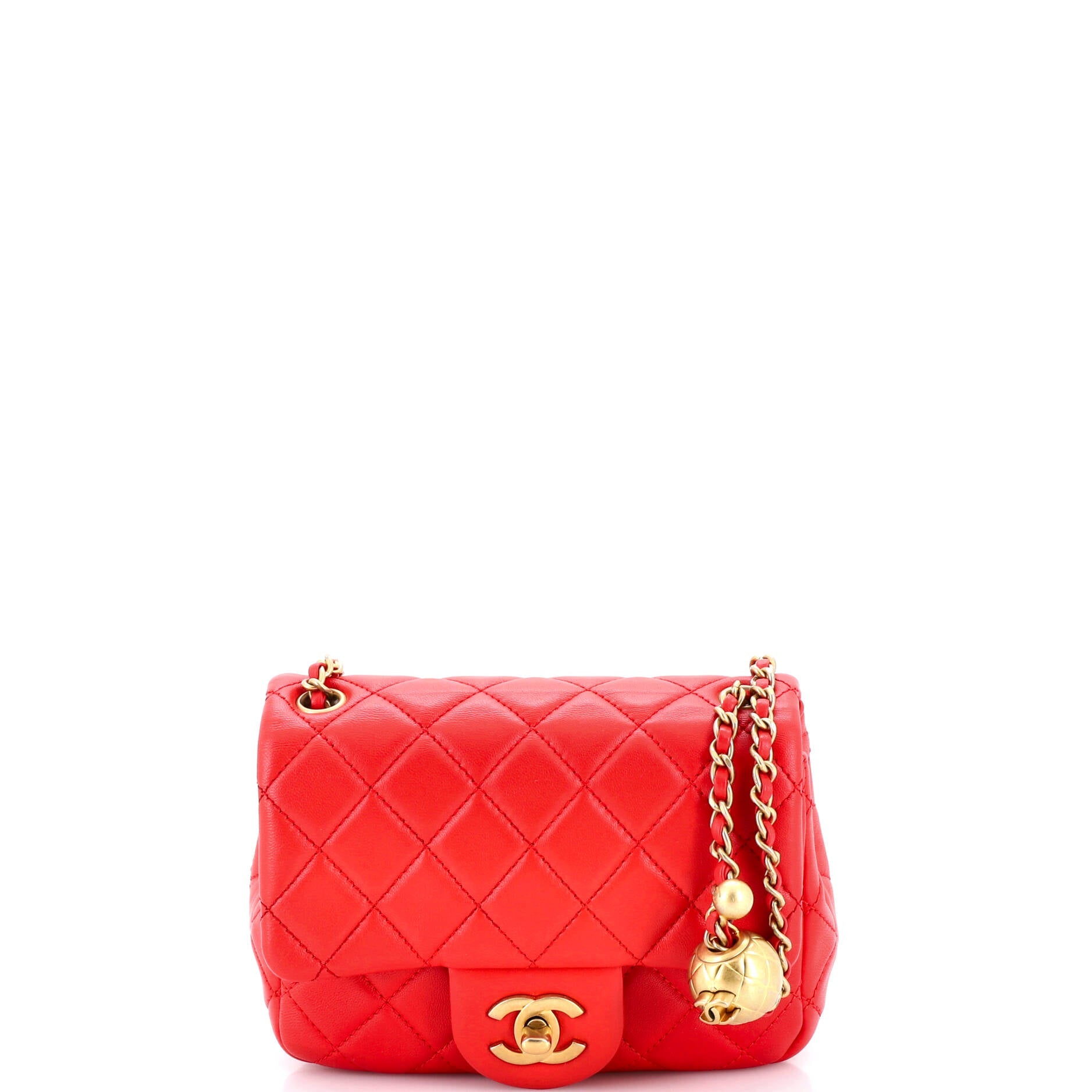 Pearl Crush Square Flap Bag Quilted Lambskin Mini