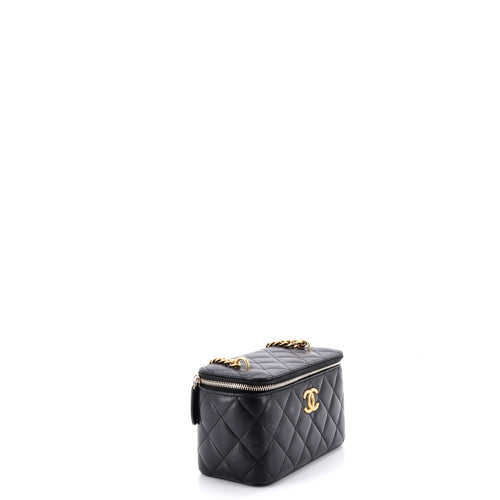 All Slide Long Vanity Case with Chain Quilted Lambskin Small