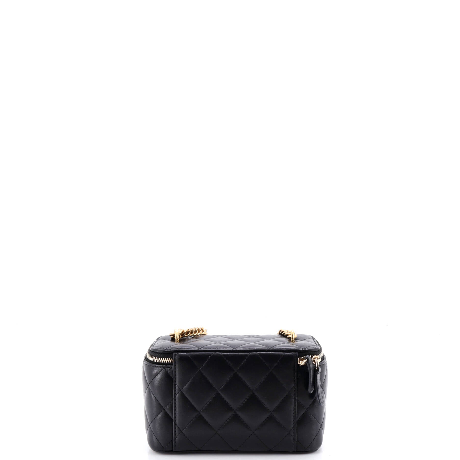 All Slide Long Vanity Case with Chain Quilted Lambskin Small
