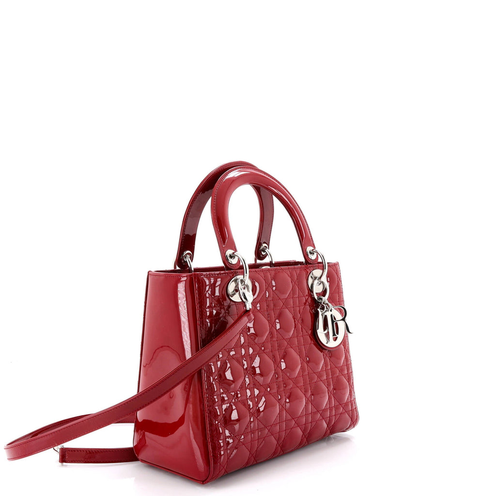Lady Dior Bag Cannage Quilt Patent Medium