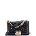 Boy Flap Bag Chevron Embellished Crumpled Calfskin Small