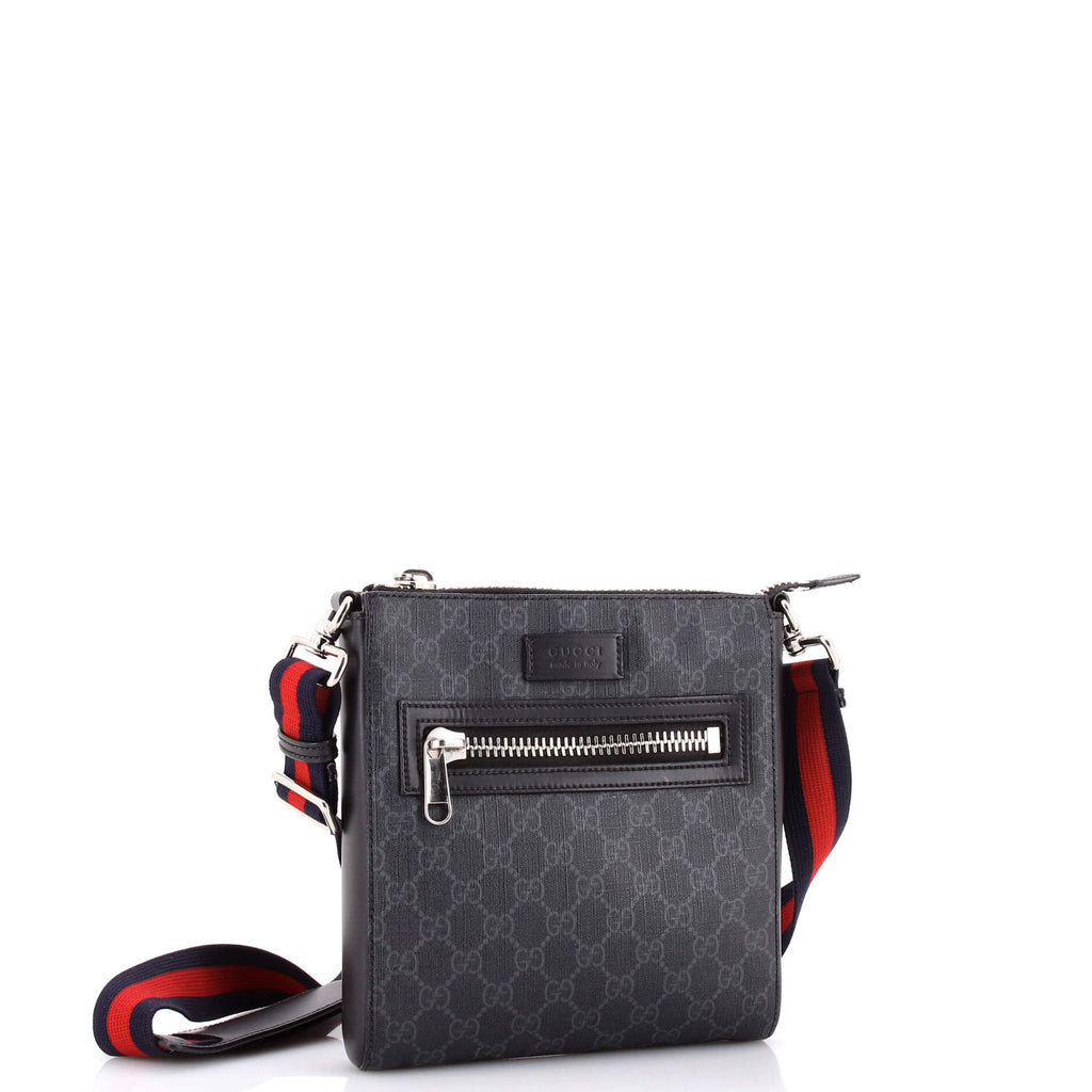 Web Strap Front Zip Messenger Bag GG Coated Canvas Small
