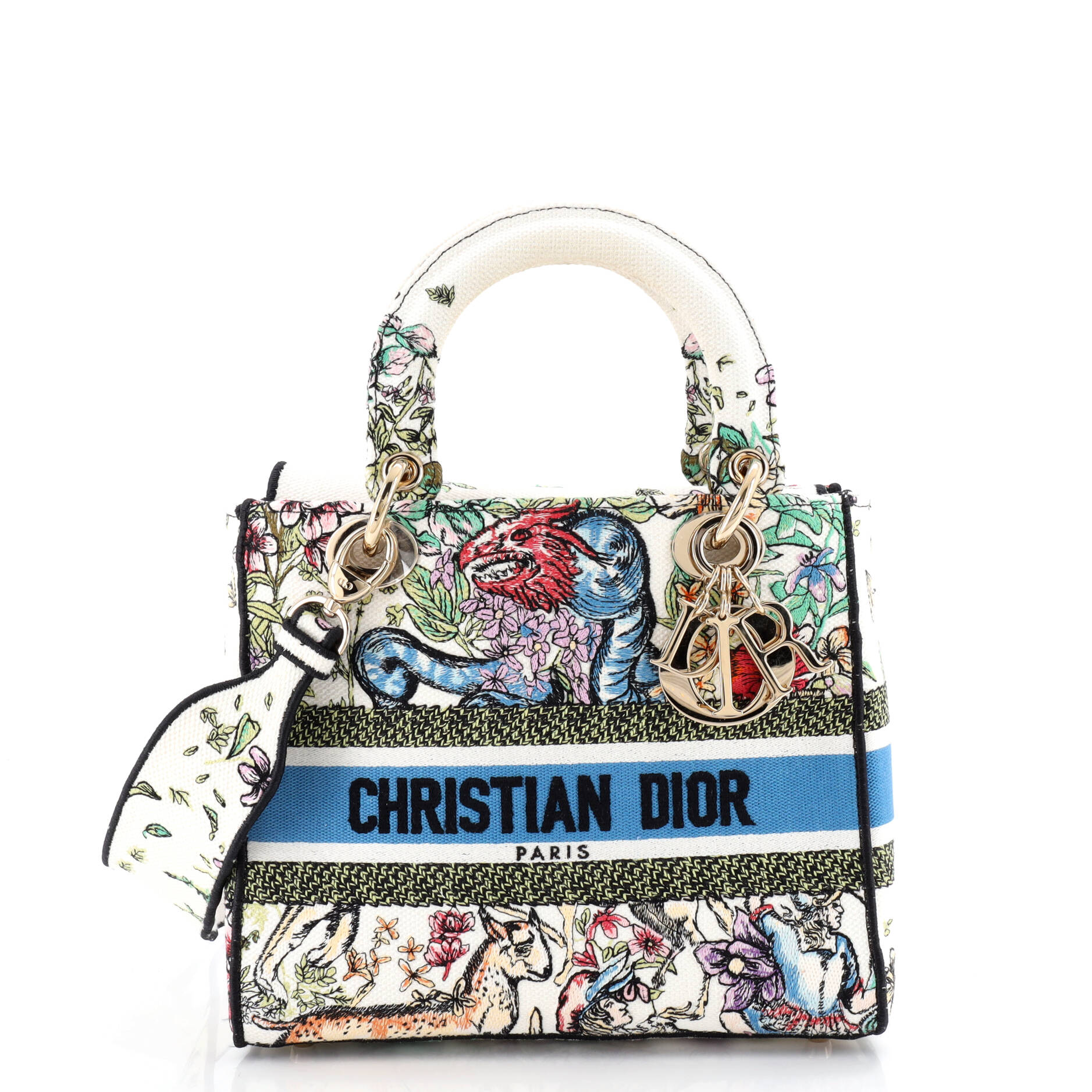 Lady D-Lite Bag Embroidered Canvas Medium