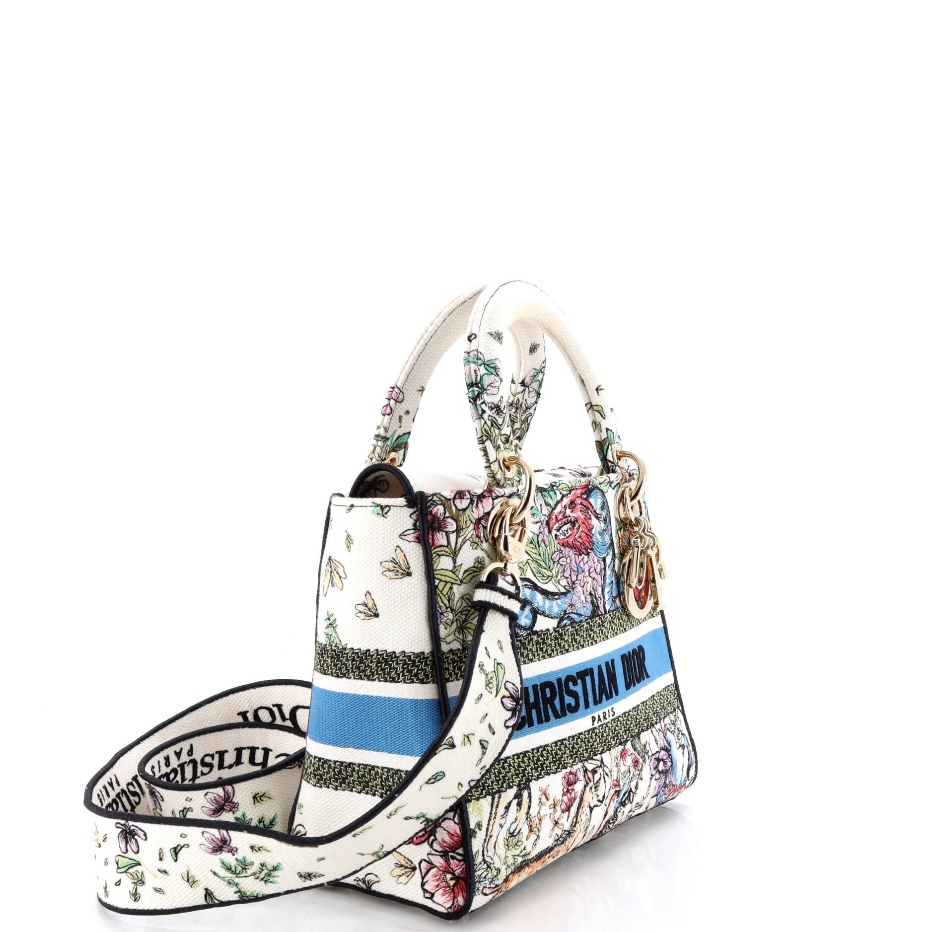 Lady D-Lite Bag Embroidered Canvas Medium