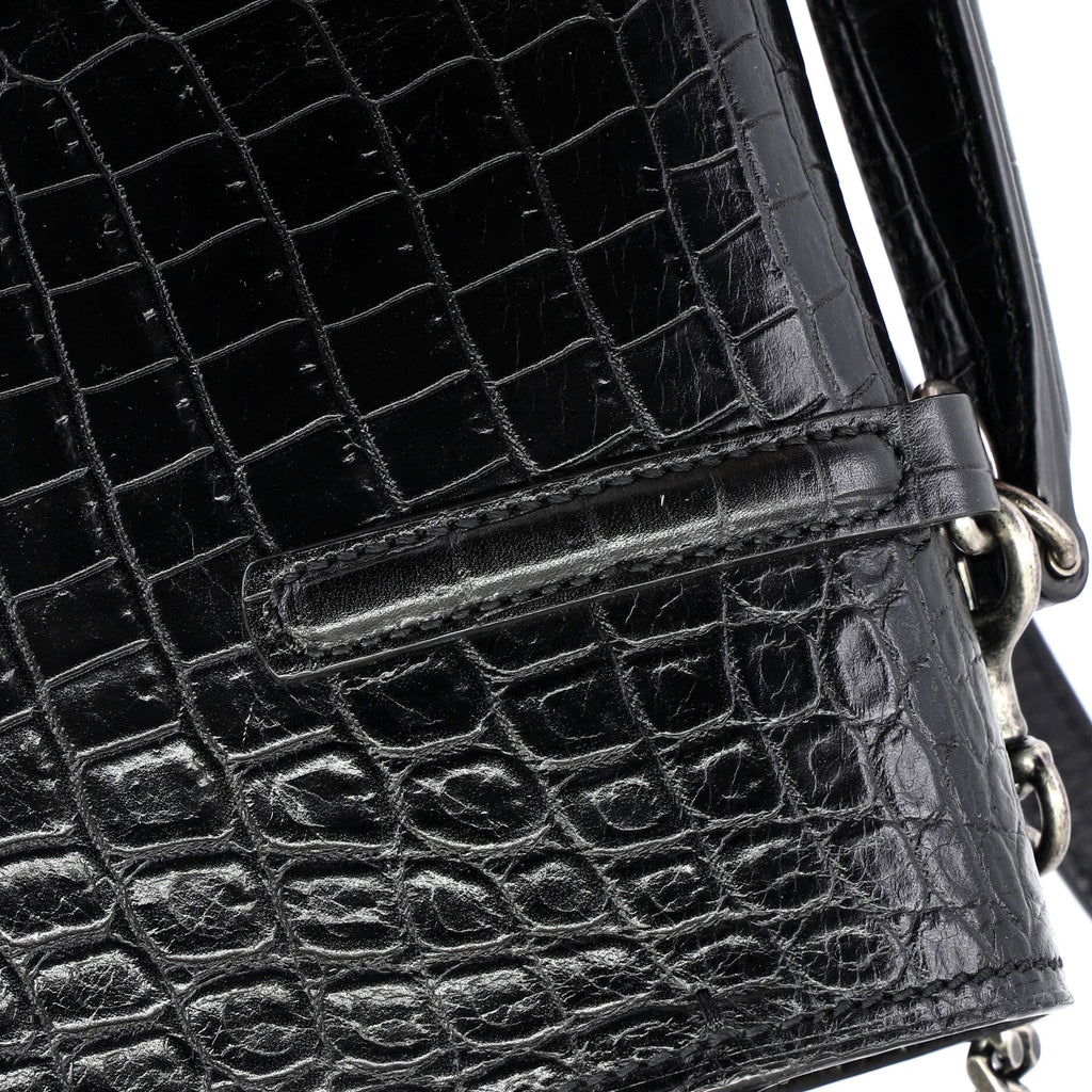 Charlotte Flap Bag Crocodile Embossed Leather Large