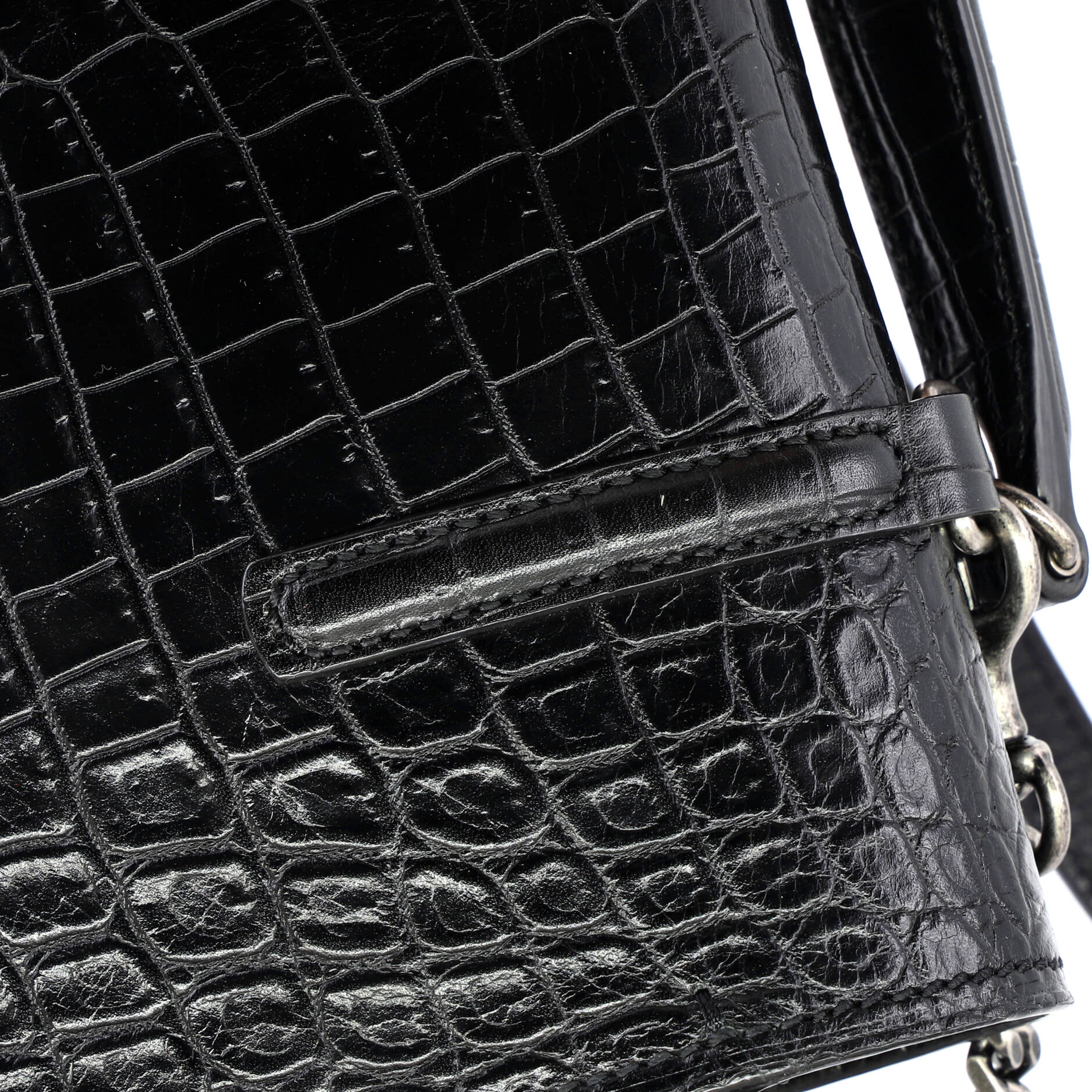 Charlotte Flap Bag Crocodile Embossed Leather Large