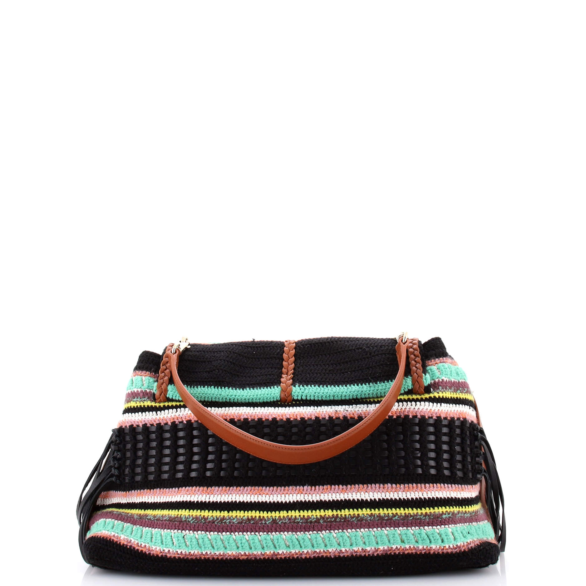 Penelope Soft Shoulder Bag Knit Crochet and Leather Large