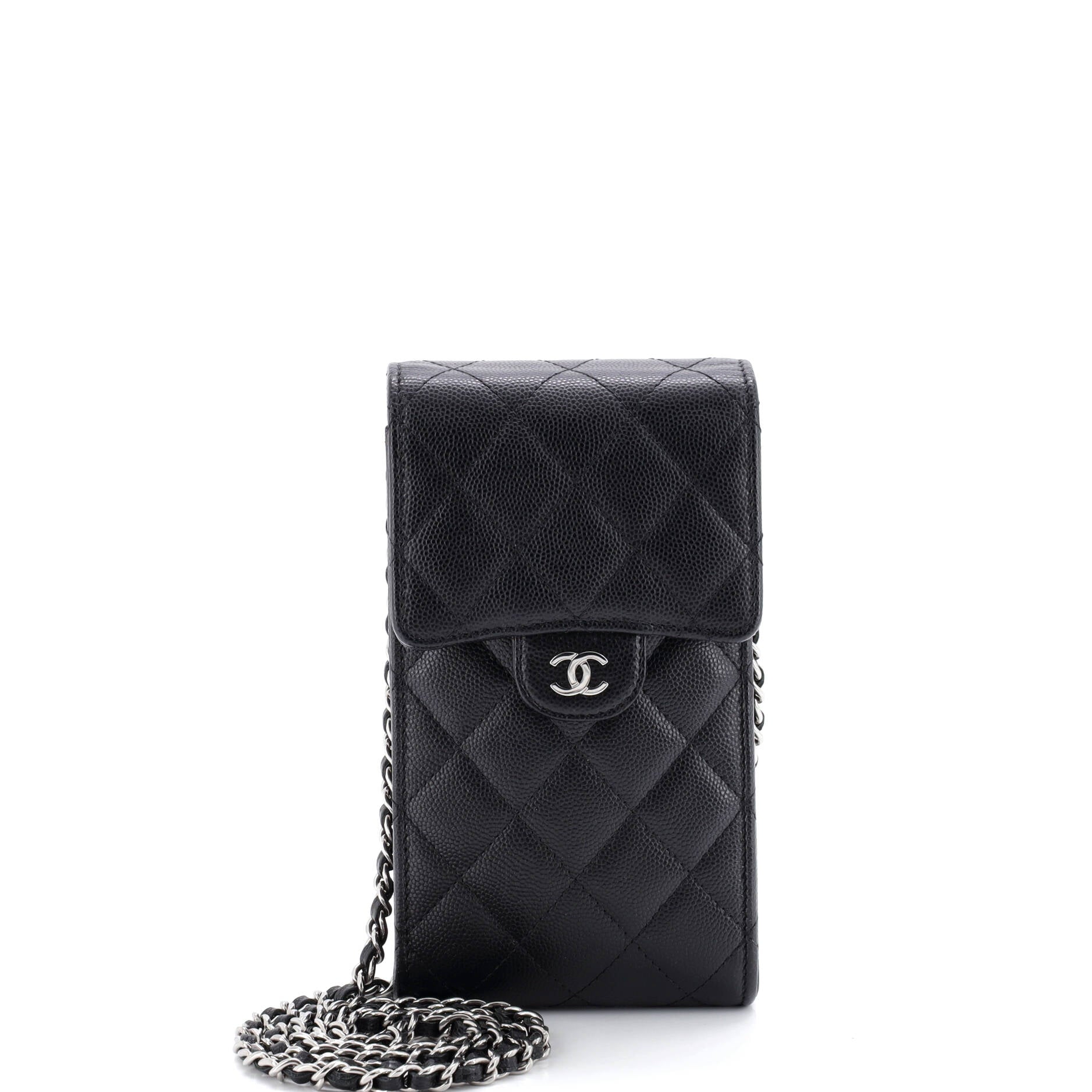 CC Flap Phone Holder Crossbody Bag Quilted Caviar