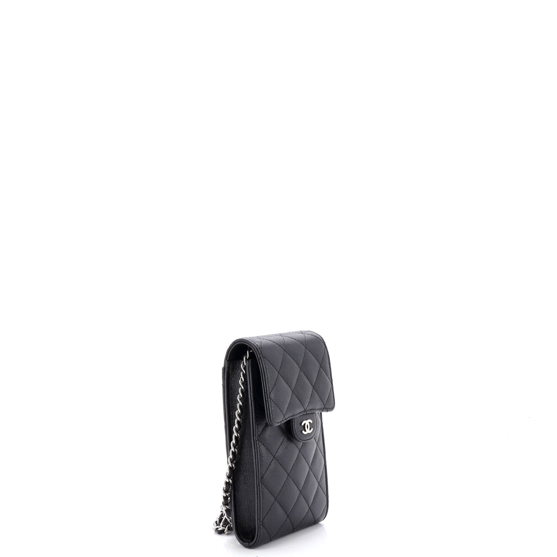 CC Flap Phone Holder Crossbody Bag Quilted Caviar